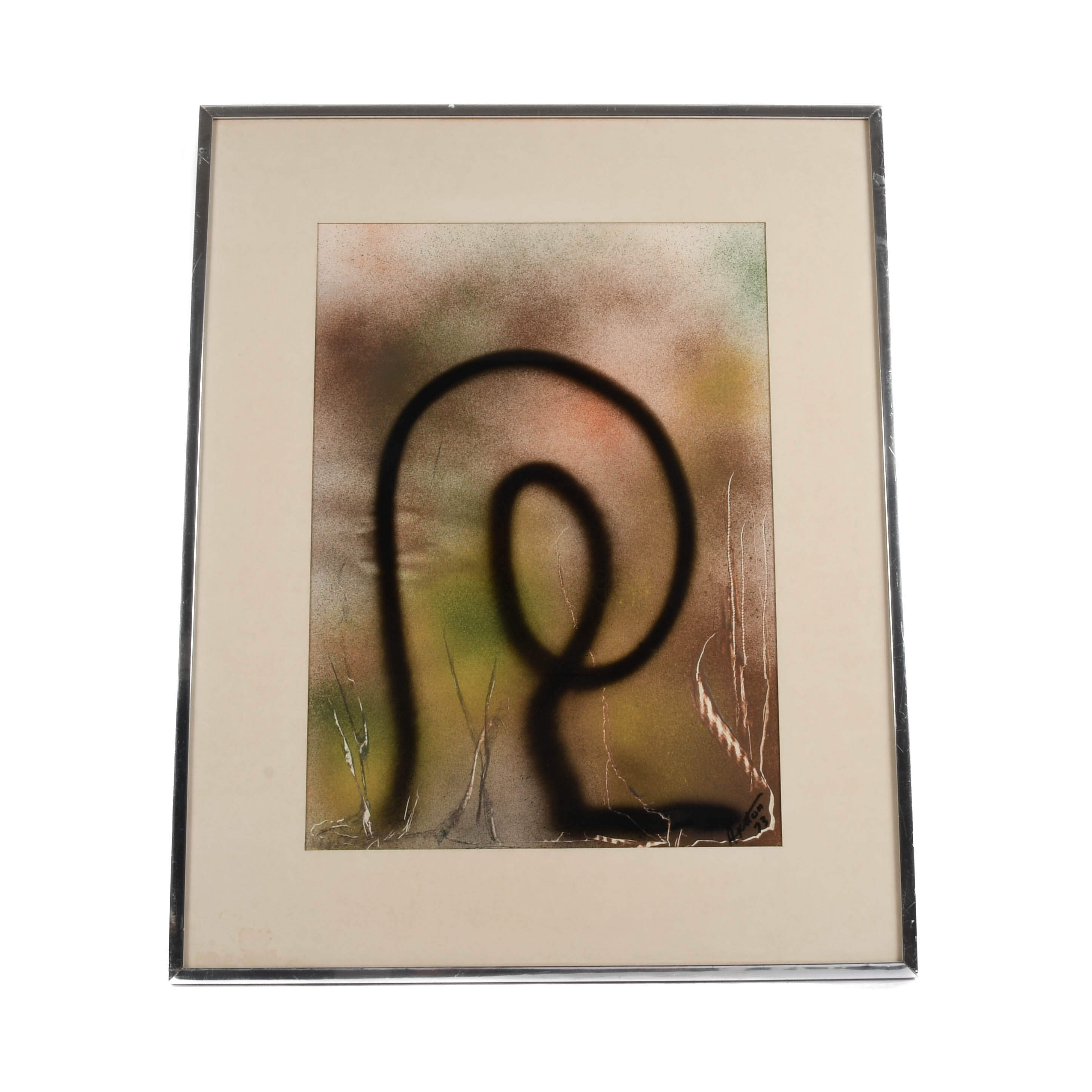 Framed J. Akston "Blind Result of Chance Set In Motion II" Enamel on Paper-1