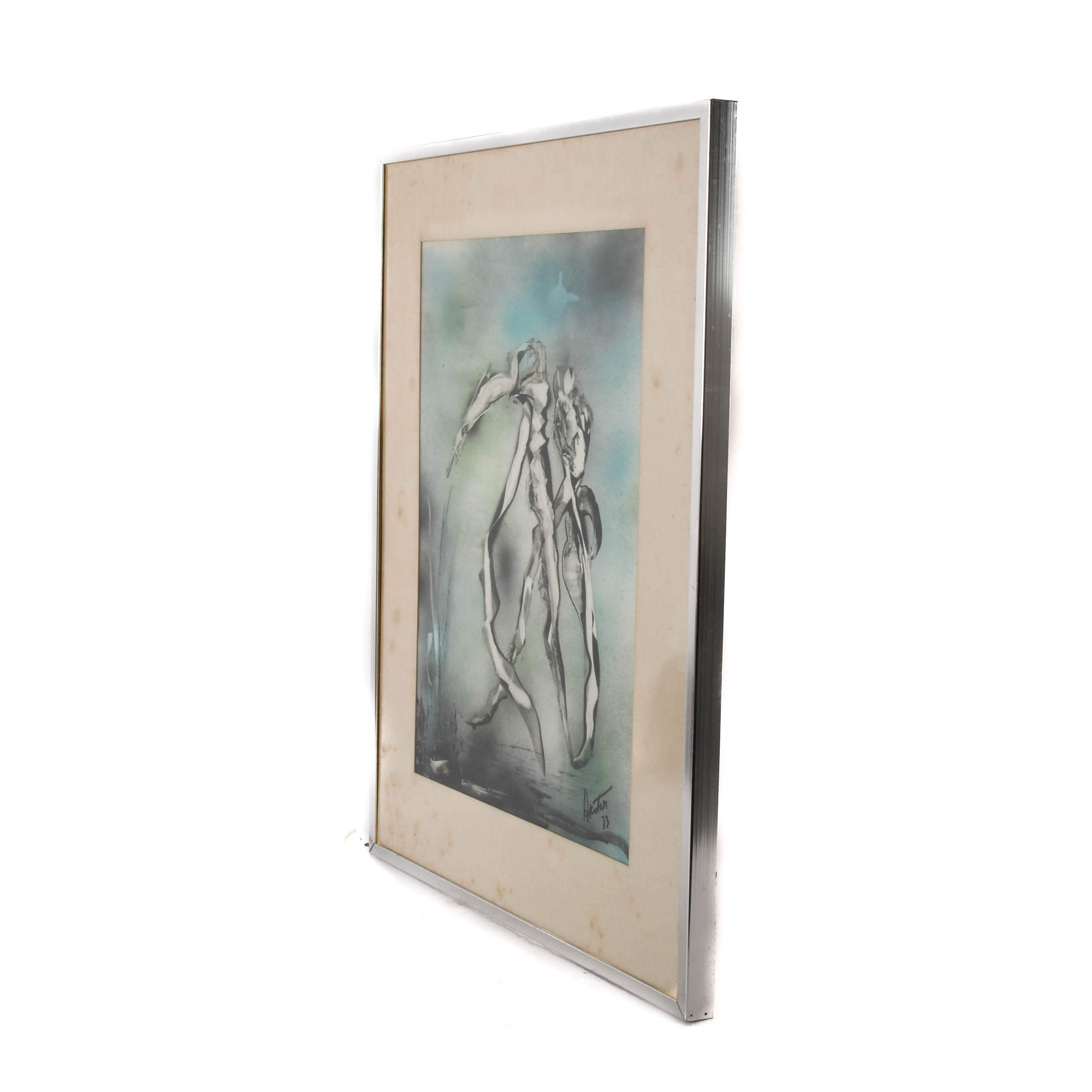 Framed Signed J. Akston "Untitled 1973" Enamel on Board-5