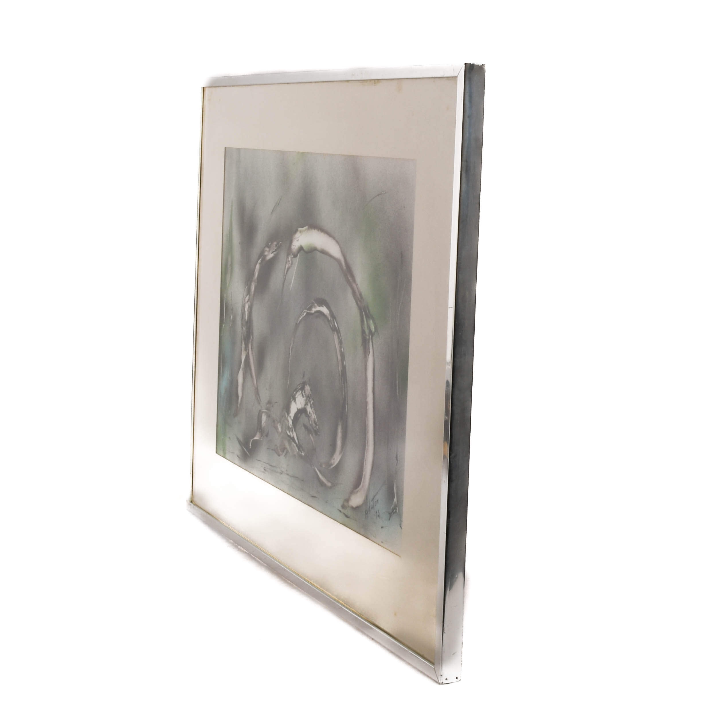 Framed J. Akston Untitled 1973 Enamel on Paper on Board-5