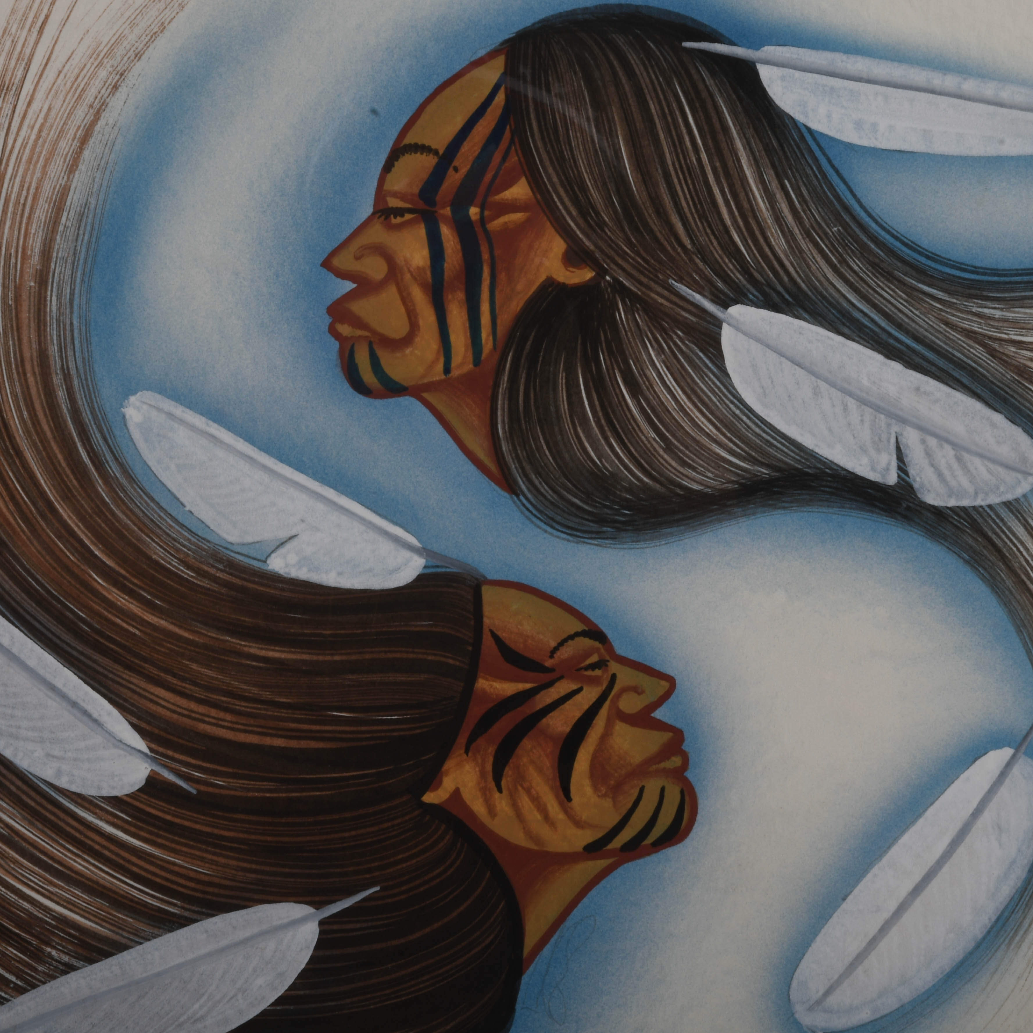 Framed Signed Robert Redbird Jr. "Wind Spirits" Original Painting-3