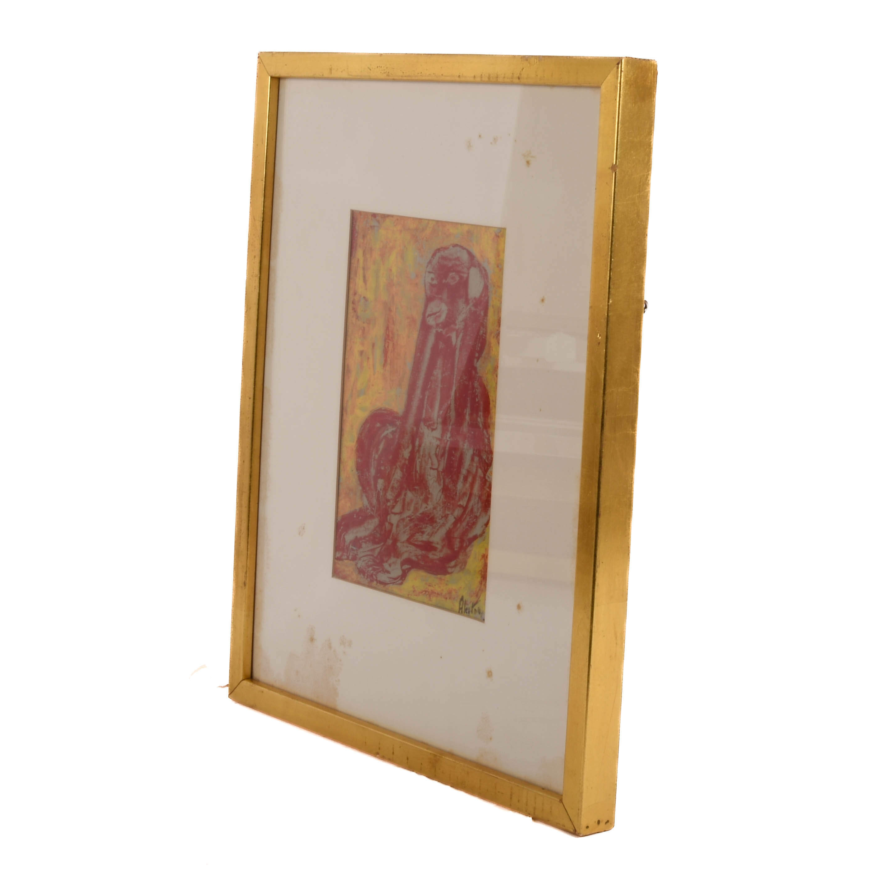Framed Signed J. Akston "Untitled, 1963" Mix Media Painting-5