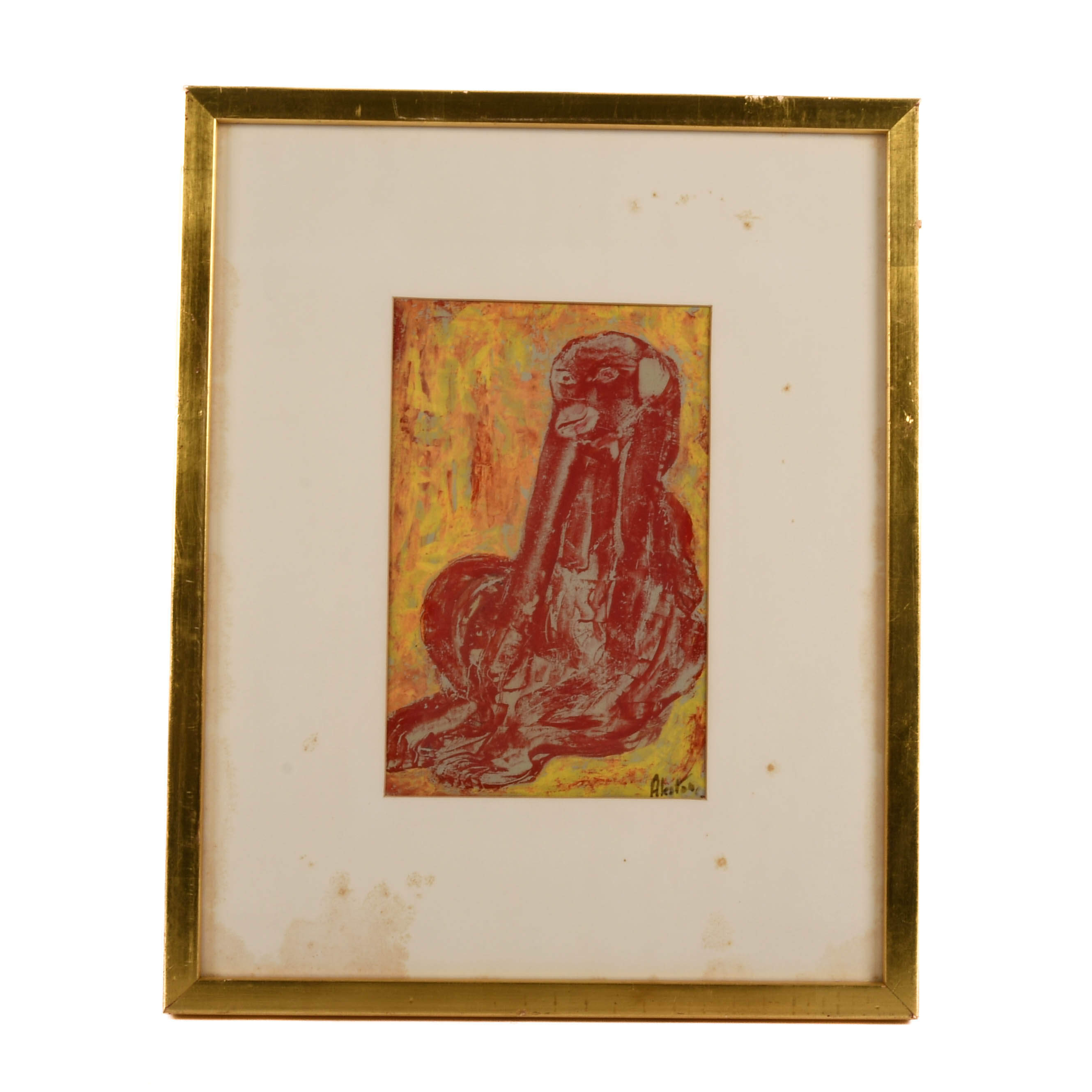 Framed Signed J. Akston "Untitled, 1963" Mix Media Painting-1