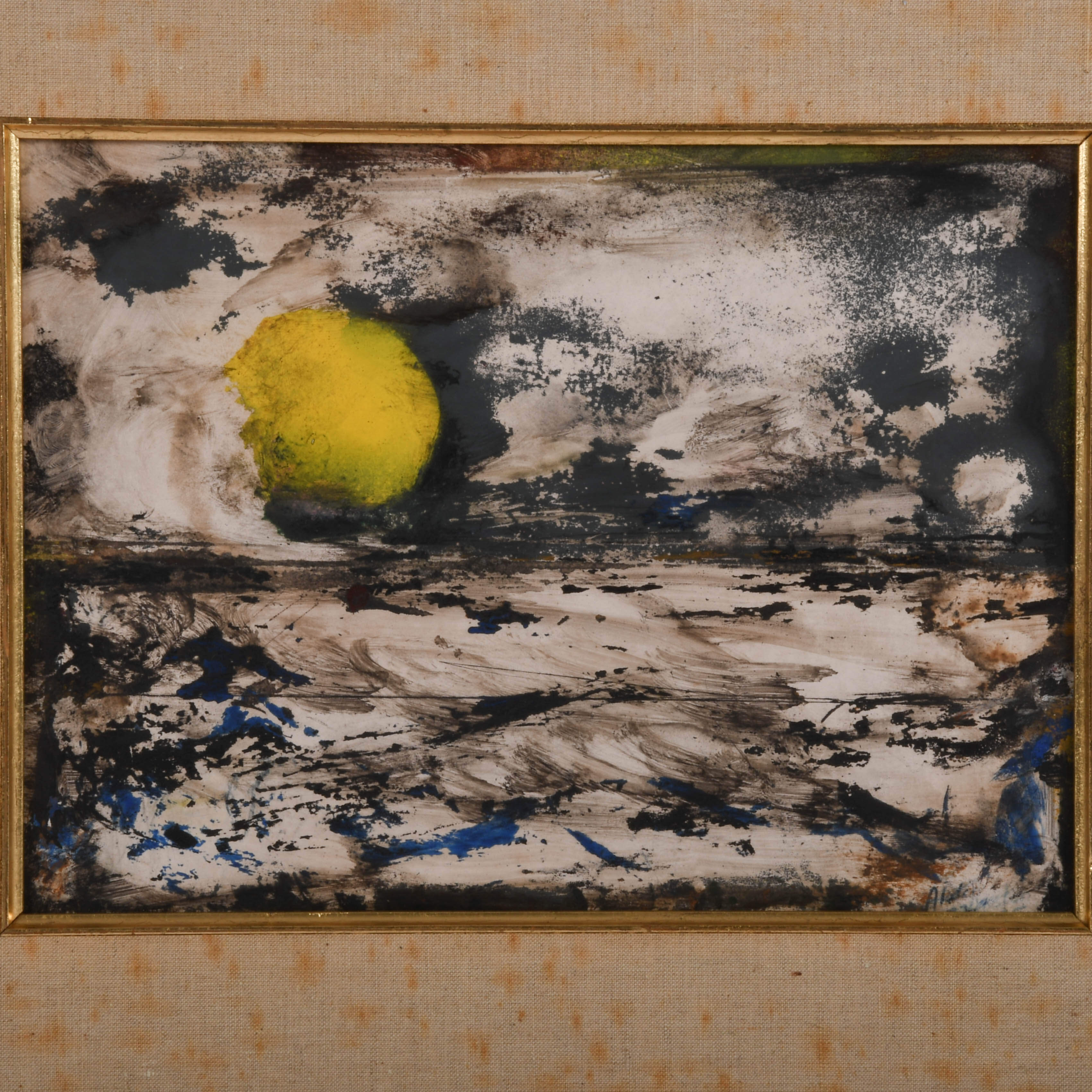 Framed Signed J. Akston "Untitled" Abstract Landscape Oil on Board-2