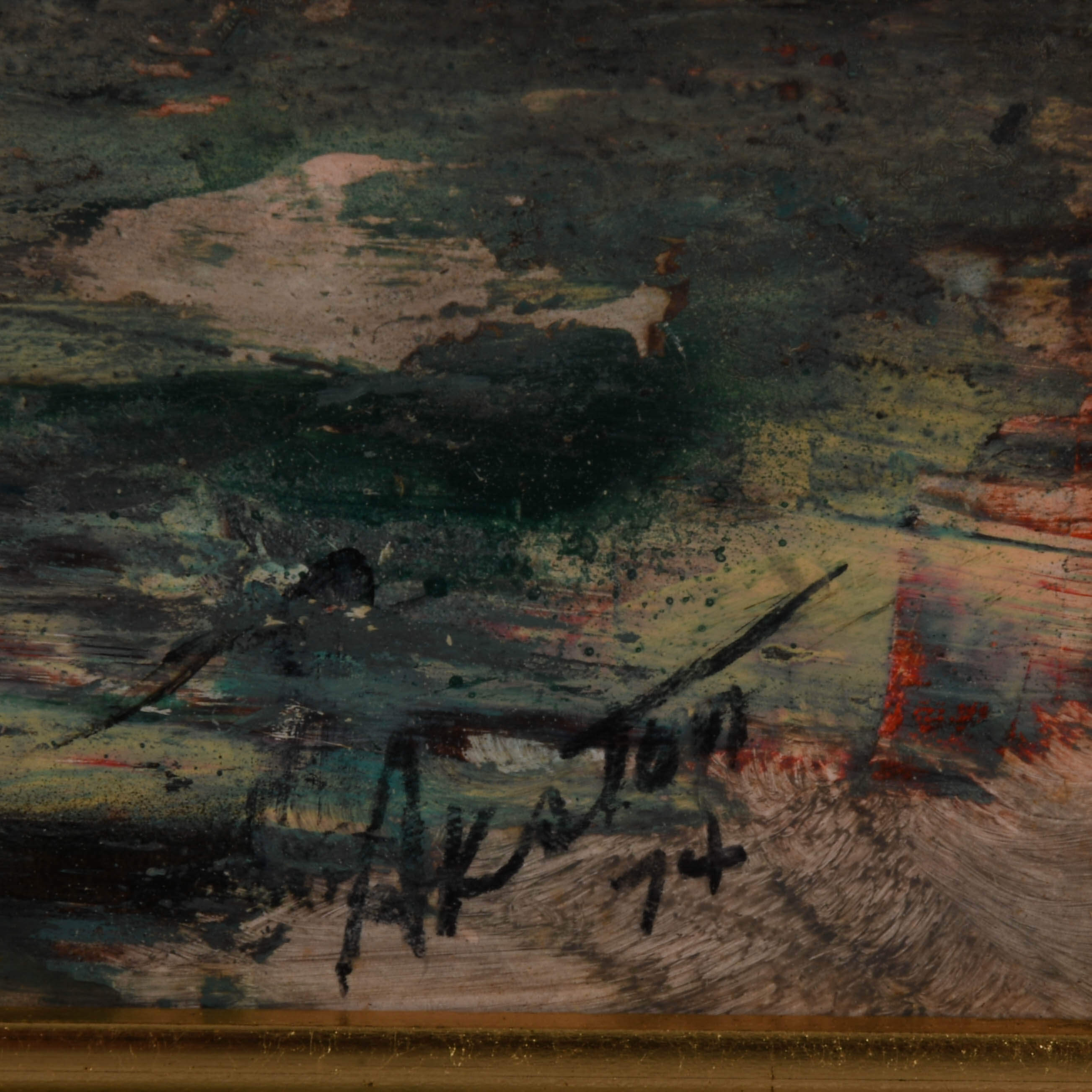 Framed Signed J. Akston "Lonely Voyager III, 1974" Acrylic on Paper-4