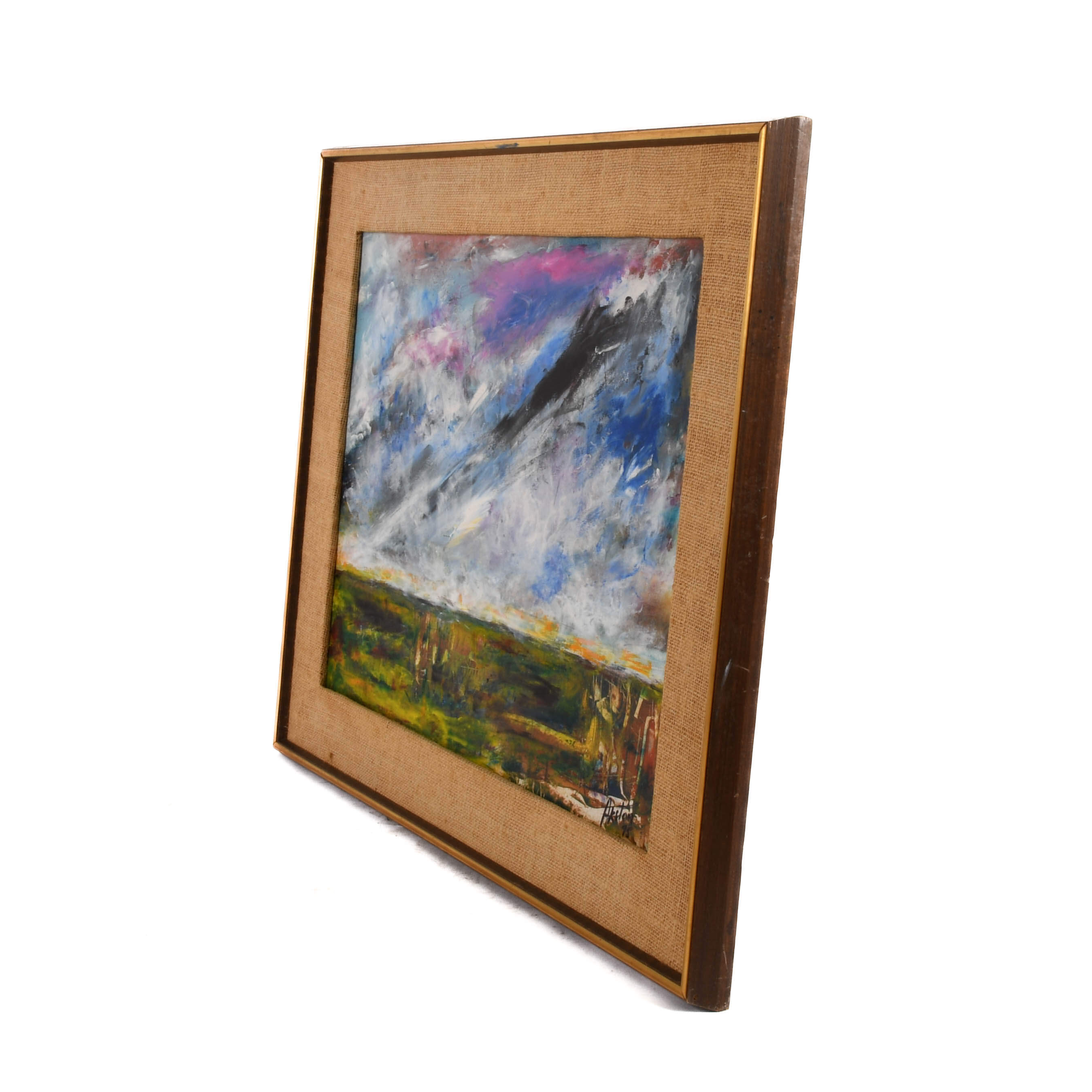 Framed Signed  J. Akston "Untitled, 1975" Enamel and Acrylic Painting-4