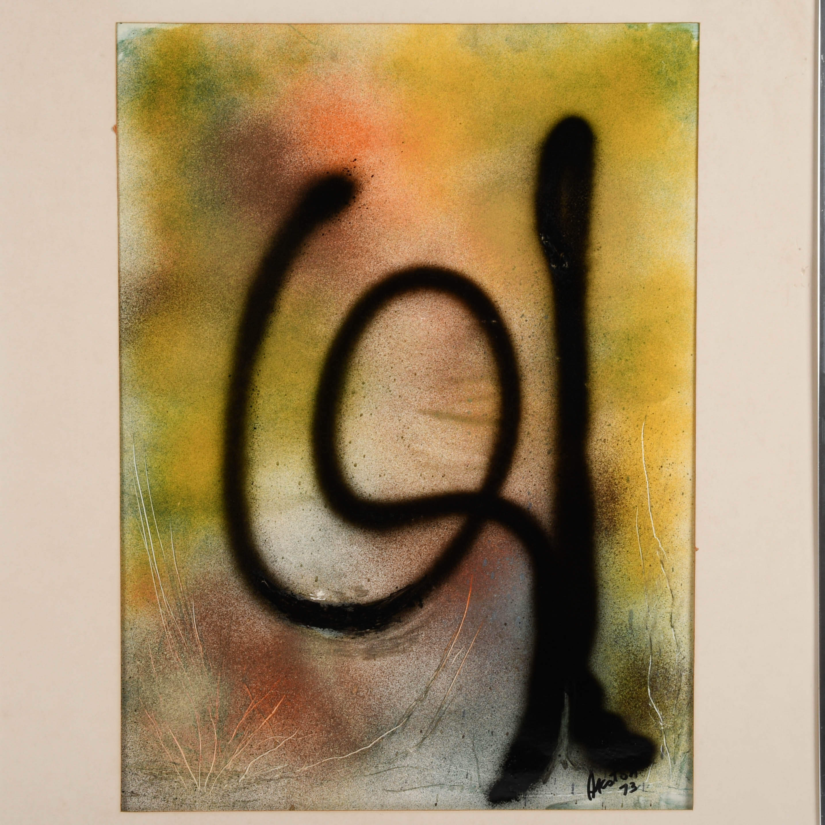 Framed J. Akston "Blind Result of Chance Set In Motion I" Enamel on Paper-2