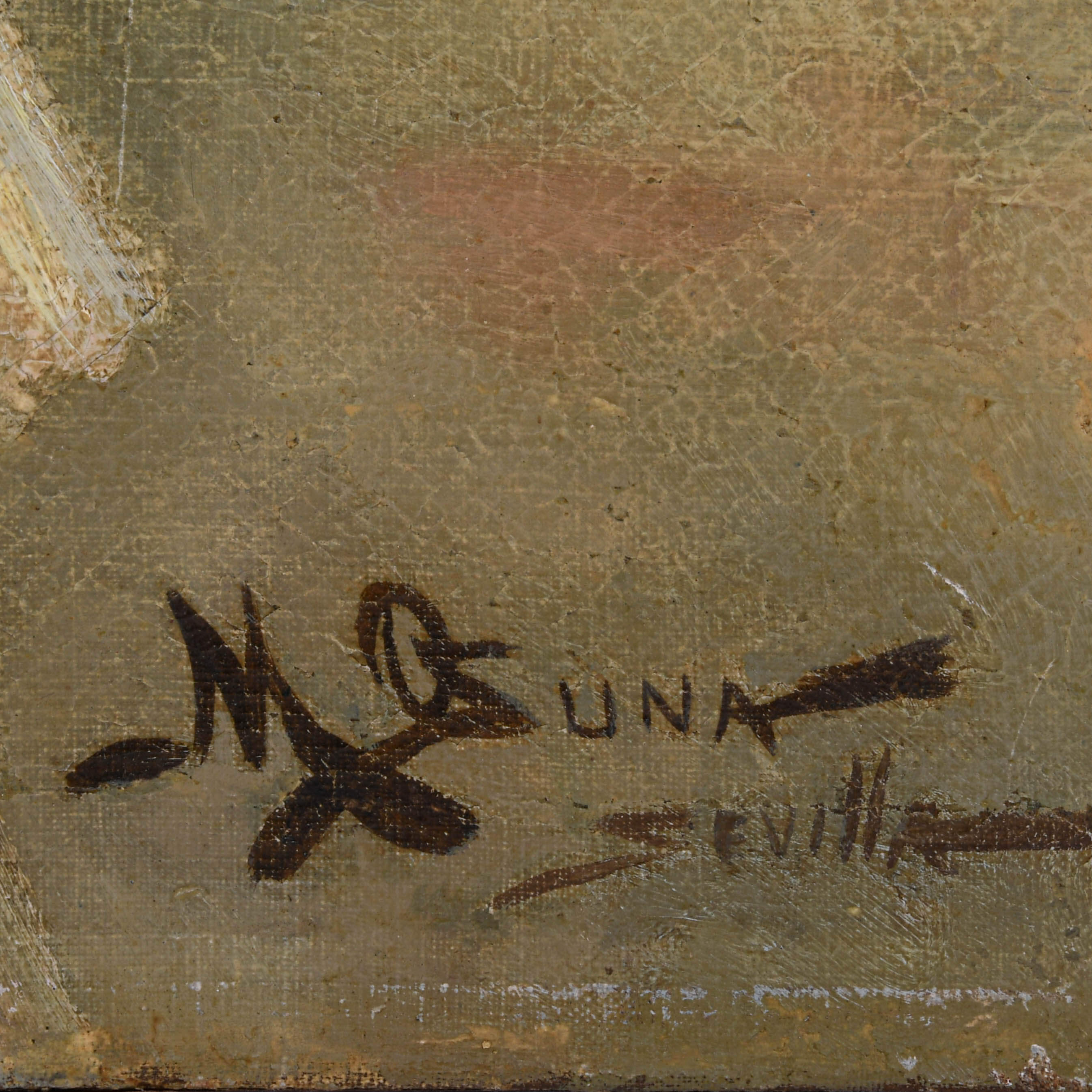 Antique Signed Manuel Ozuna Spanish Portrait Oil on Canvas-4