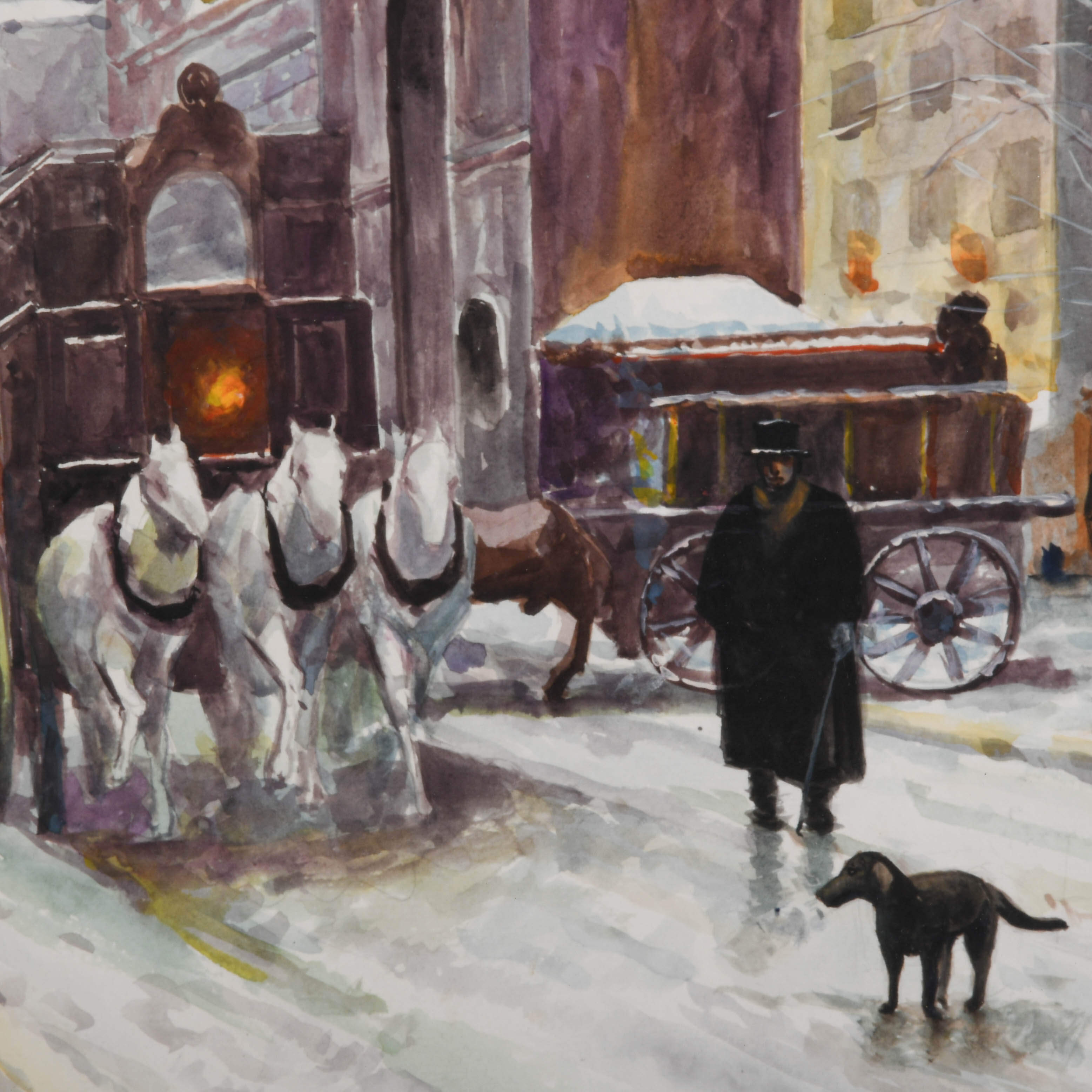 Framed Signed Snowy Square Print by Edouard Léon Cortès-3