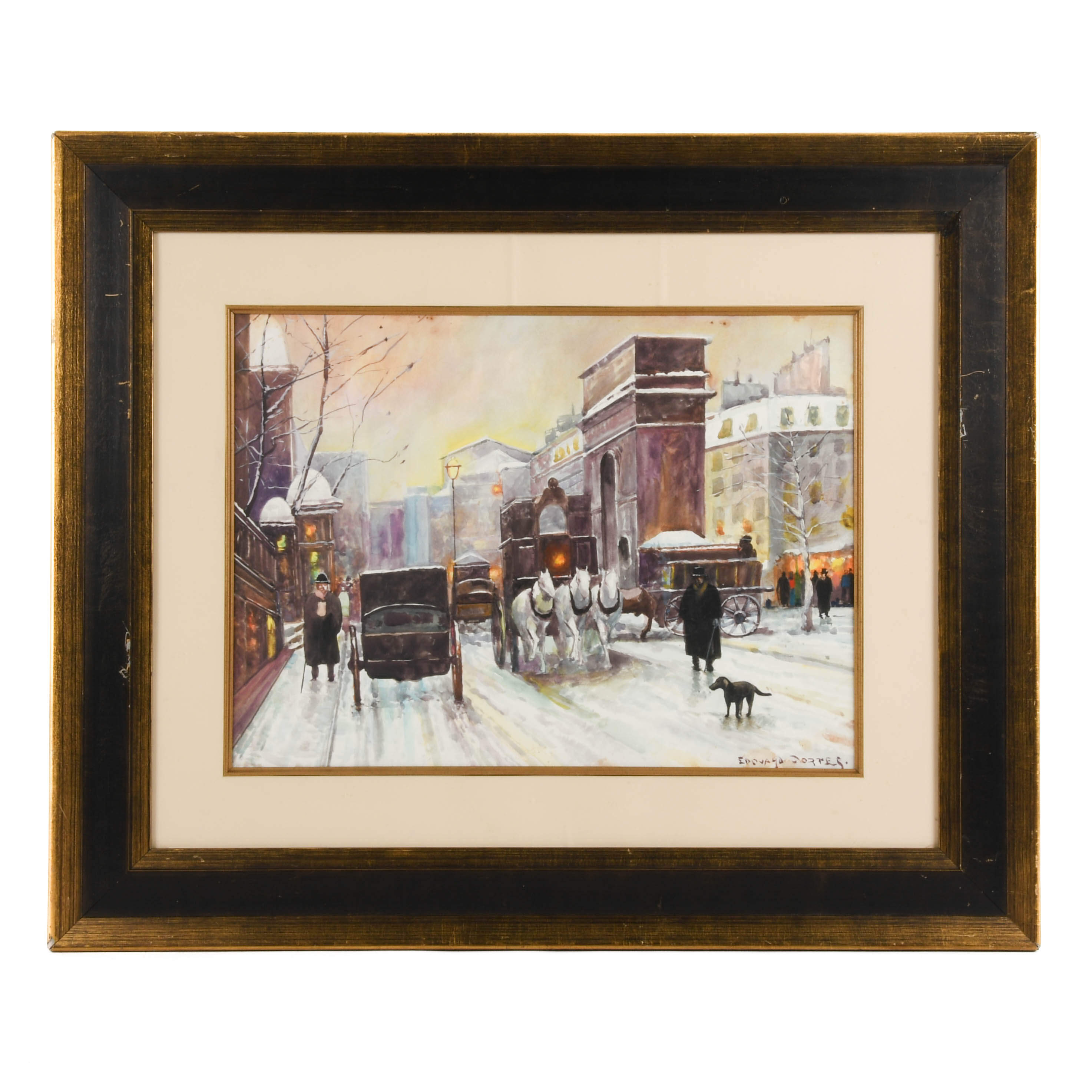 Framed Signed Snowy Square Print by Edouard Léon Cortès-1
