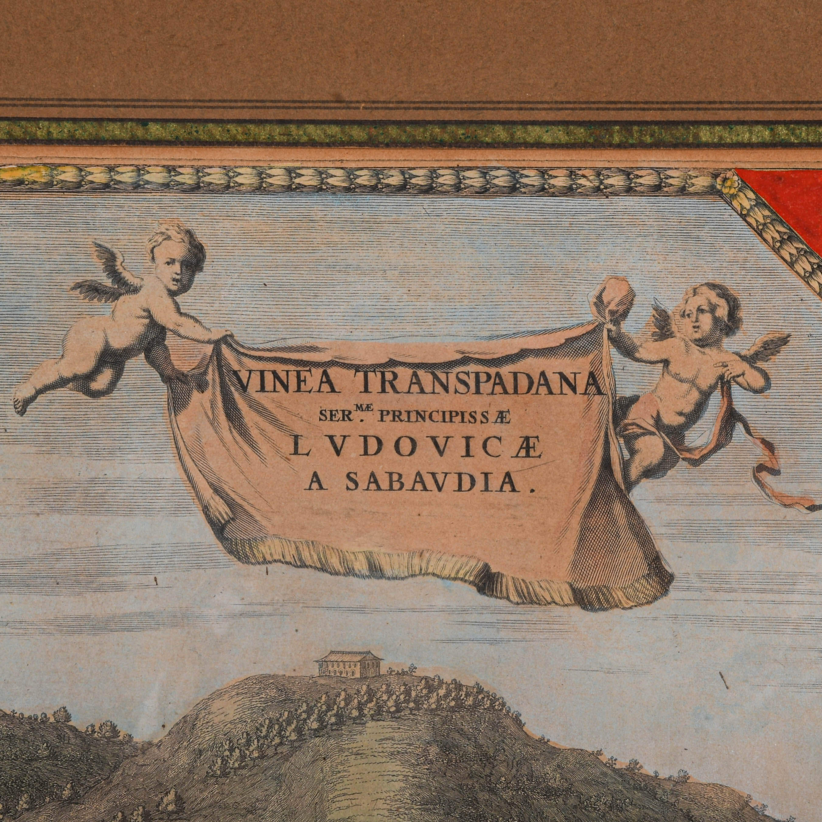 Framed Antique Engraving of Villa della Regina-4