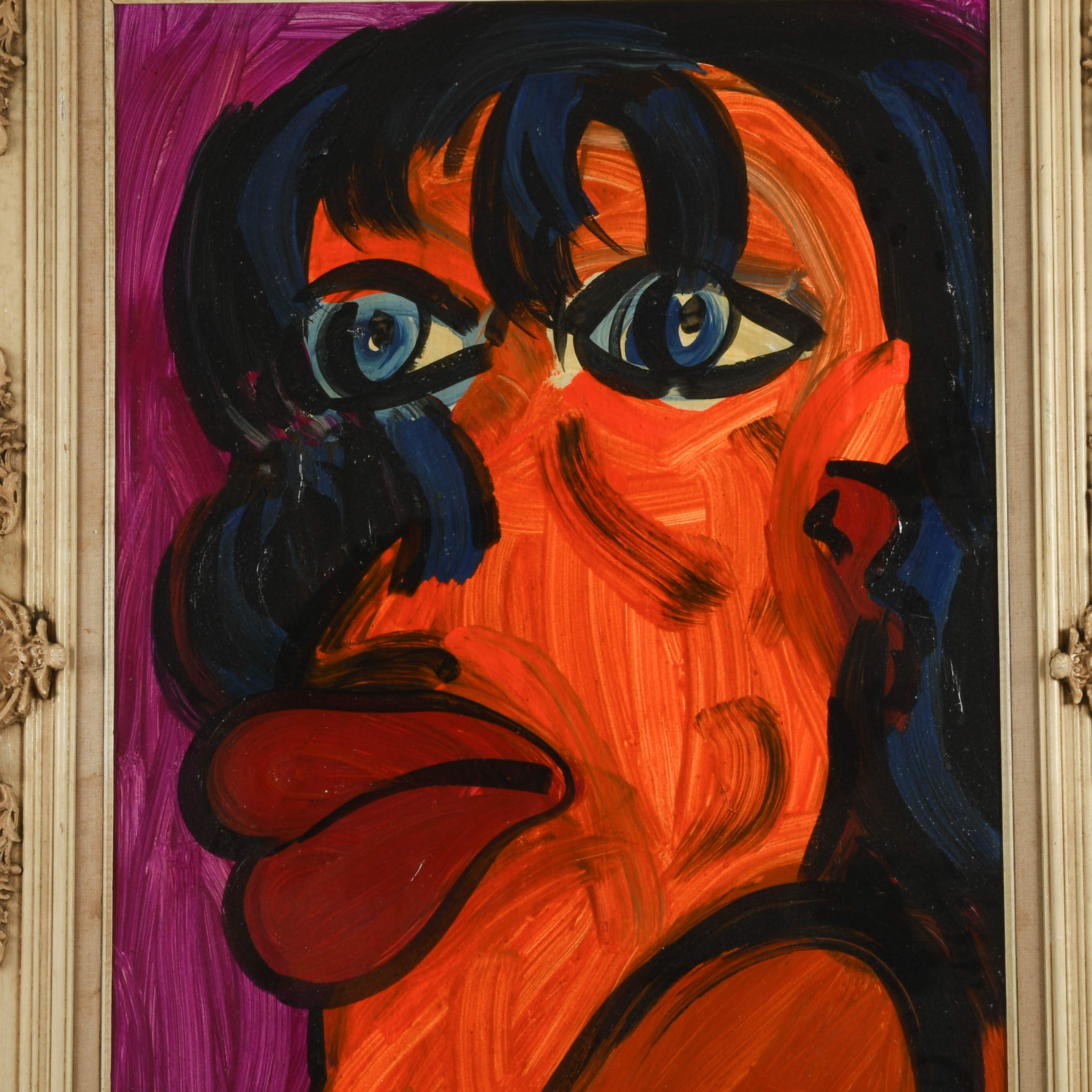 Framed Signed Peter Keil "Mick Jagger 79" Mix Media on Masonite-2