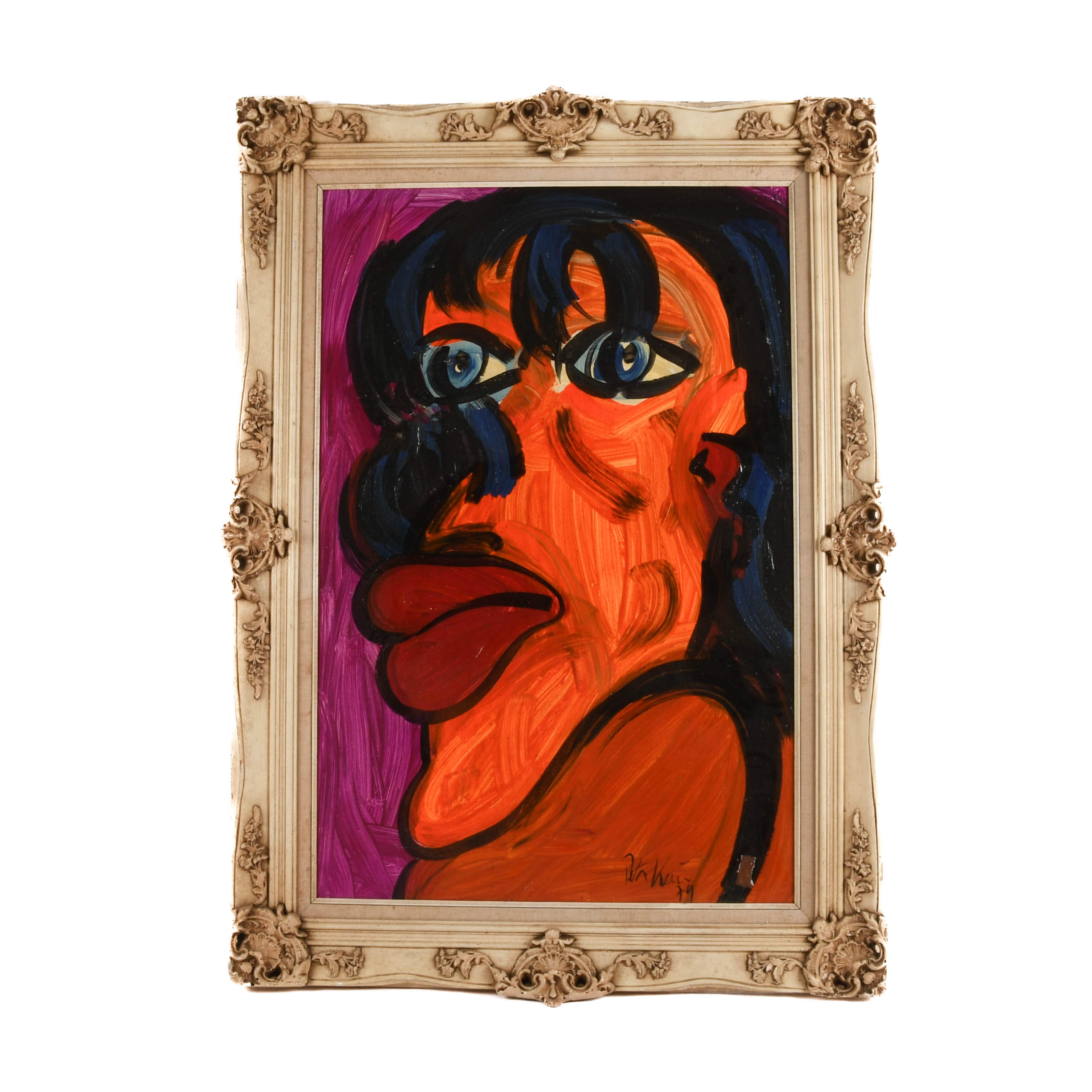 Framed Signed Peter Keil "Mick Jagger 79" Mix Media on Masonite-1