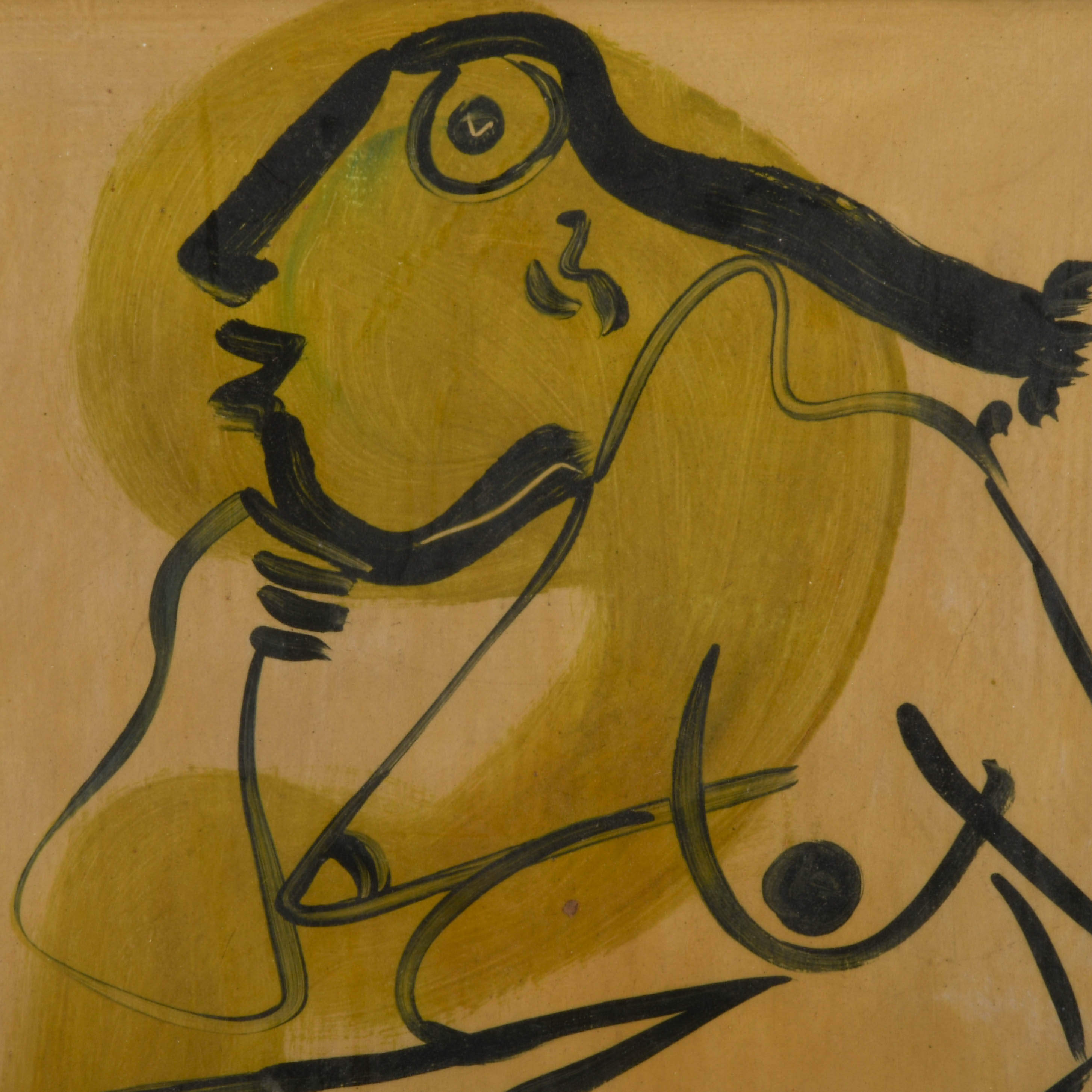 Framed Signed Peter Keil "Woman Sitting in a Chair 1963" Mix Media-3