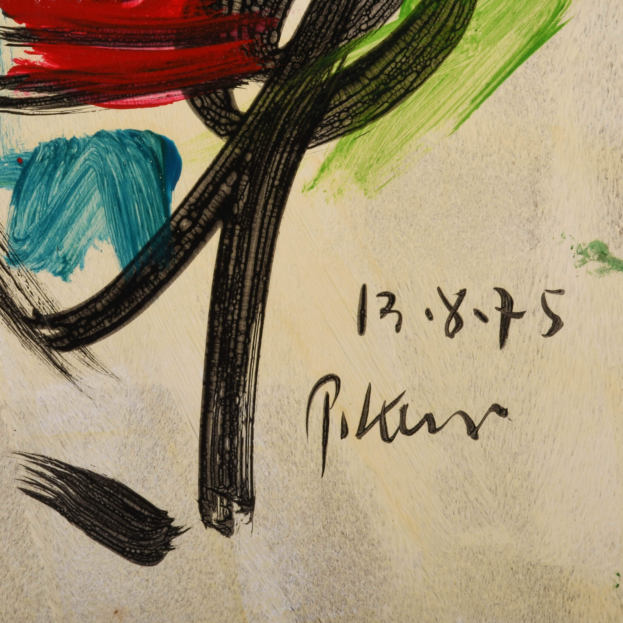 Signed Peter Keil "Echoes in Green and Blue" Mix Media on Masonite-4