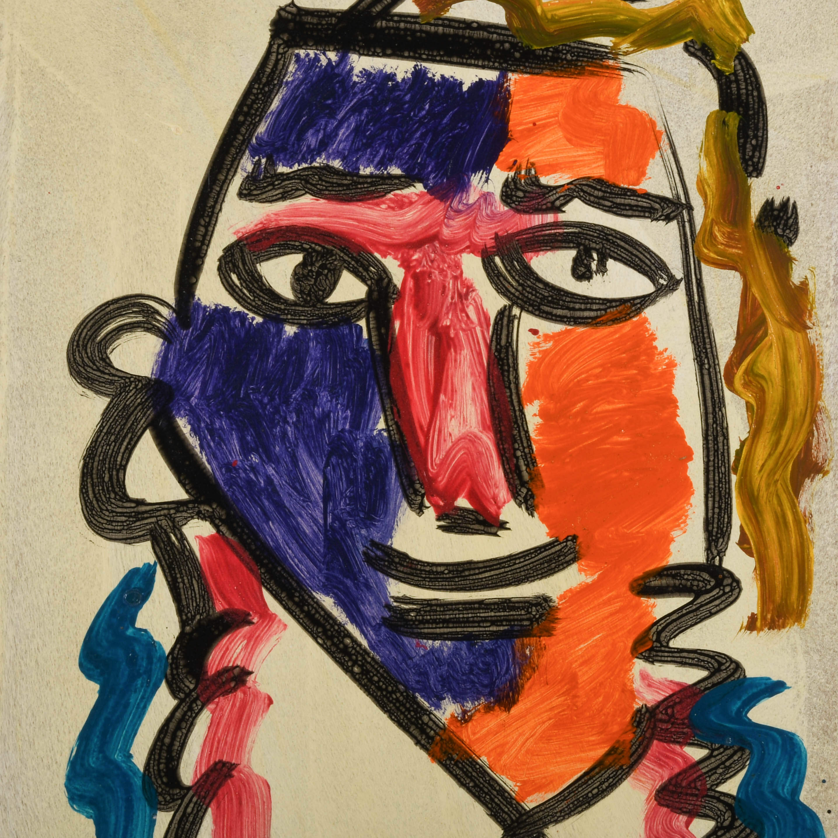 Signed Peter Keil "Rabbi 15-8-72" Mix Media on Masonite-2