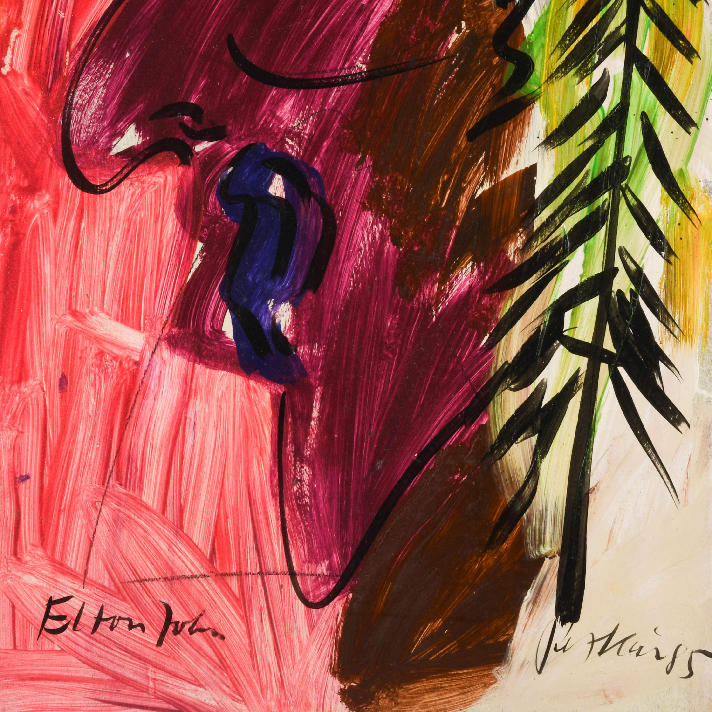 Signed Peter Keil "Elton John" Mix Media on Masonite-4