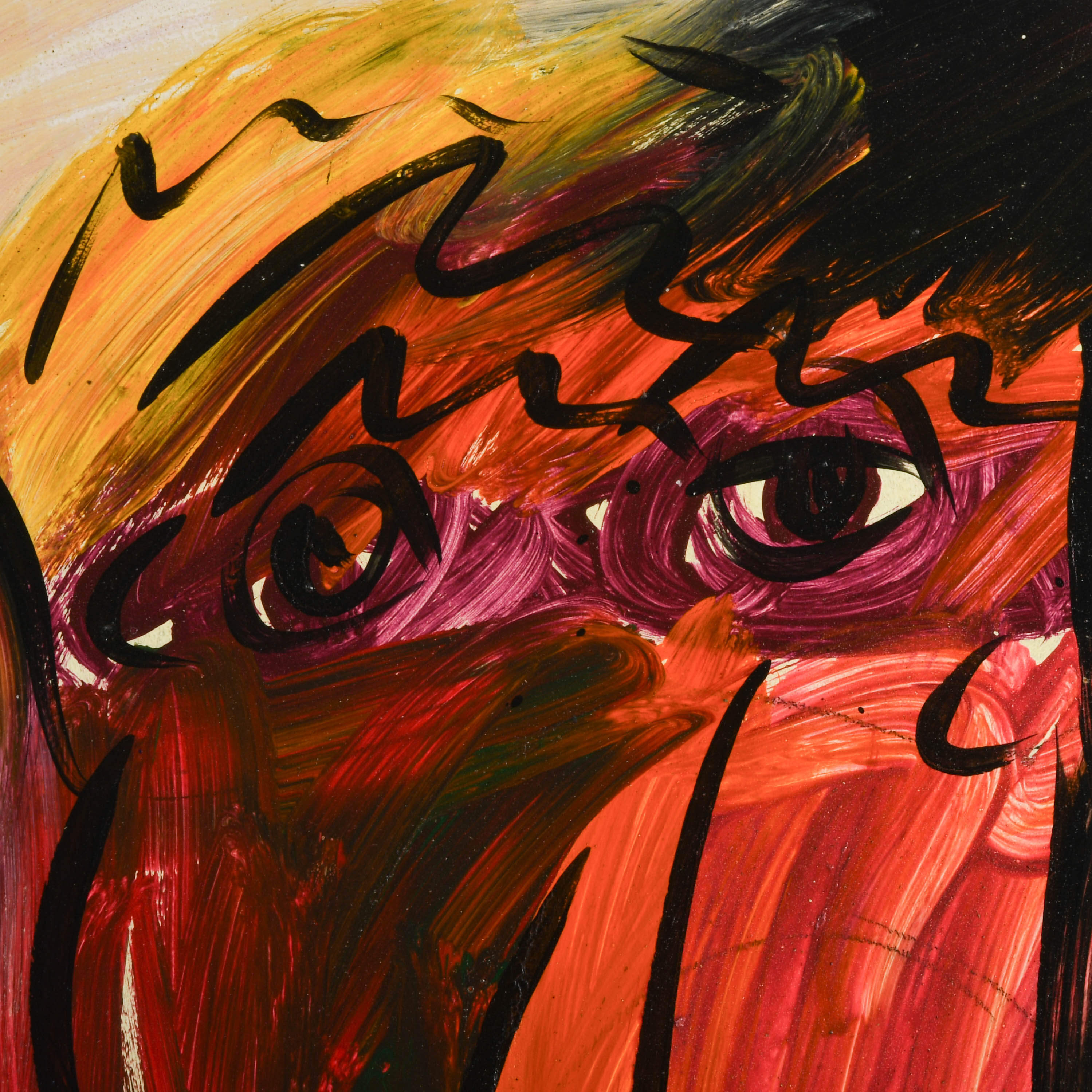 Signed Peter Keil "The Crimson Shadow 85" Mix Media on Masonite-3