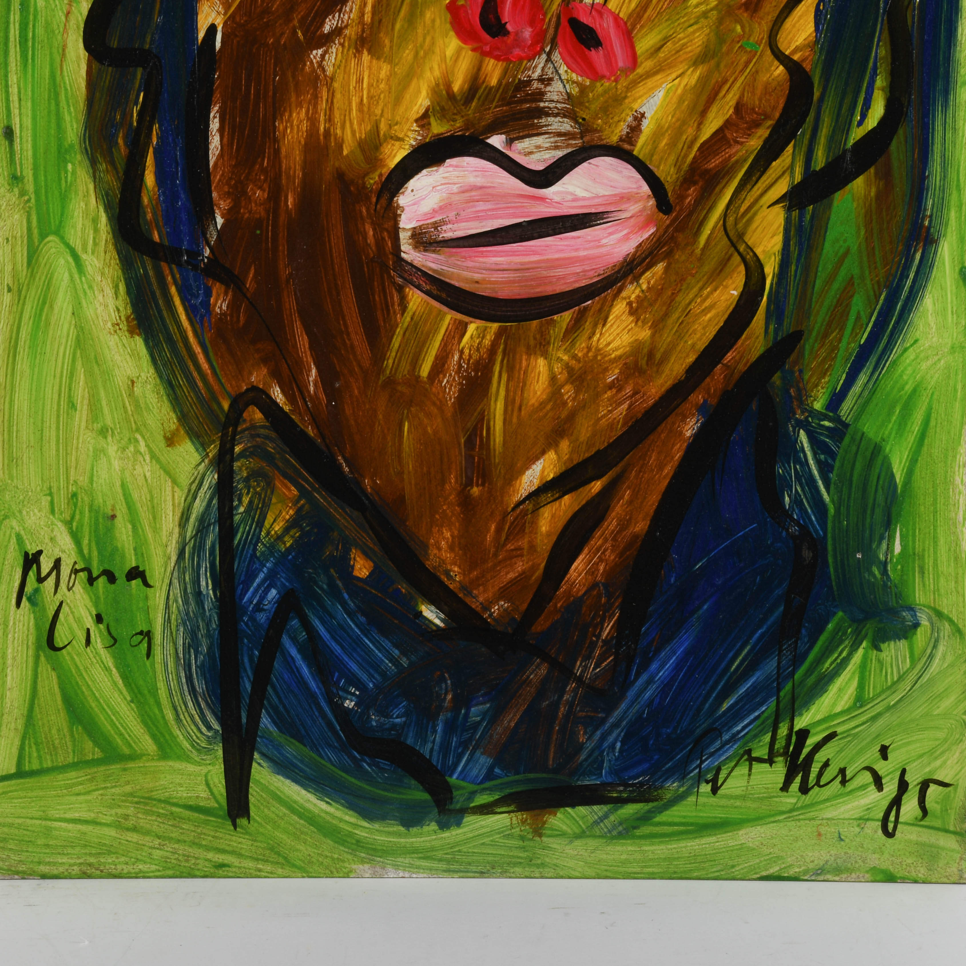 Signed Peter Keil "Mona Lisa" Mix Media on Masonite-4