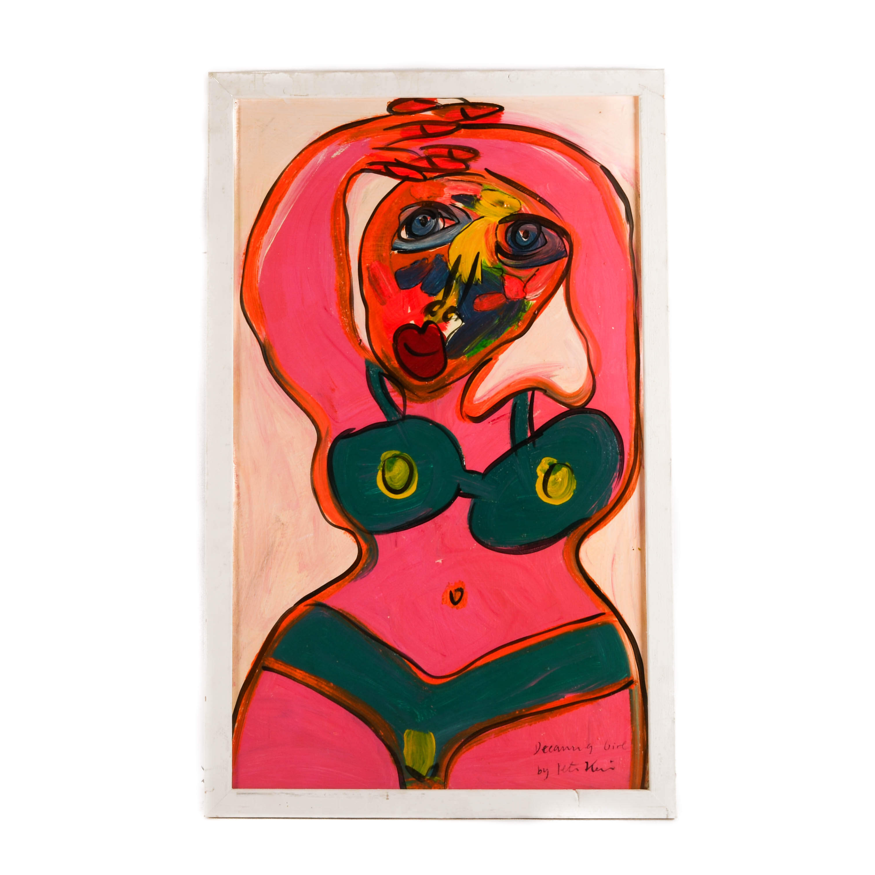 Signed Peter Keil "Dreaming Girl Grace Jones '05" Mix Media on Masonite-1