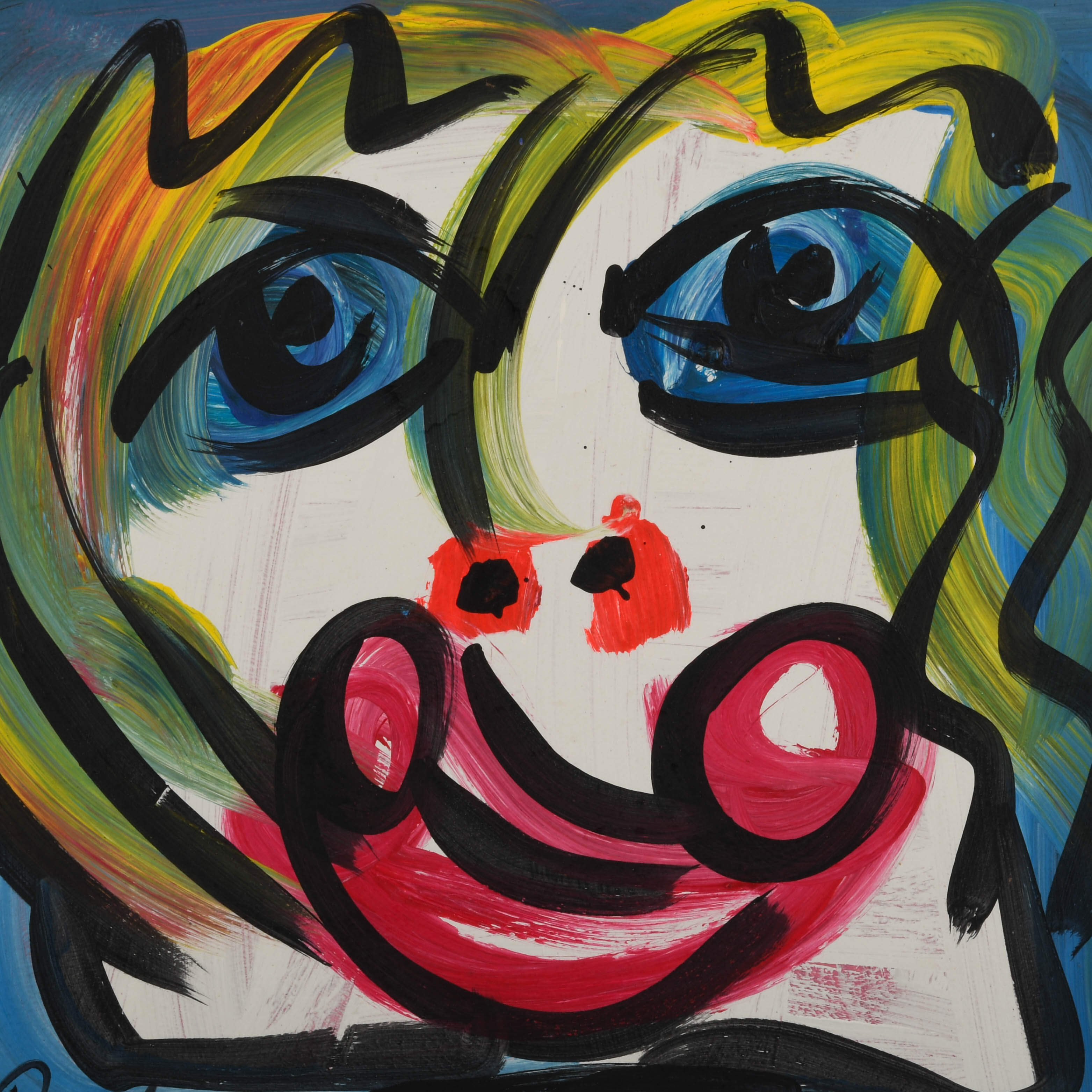 Signed Peter Keil "C. Clown 73" Mix Media on Masonite-2