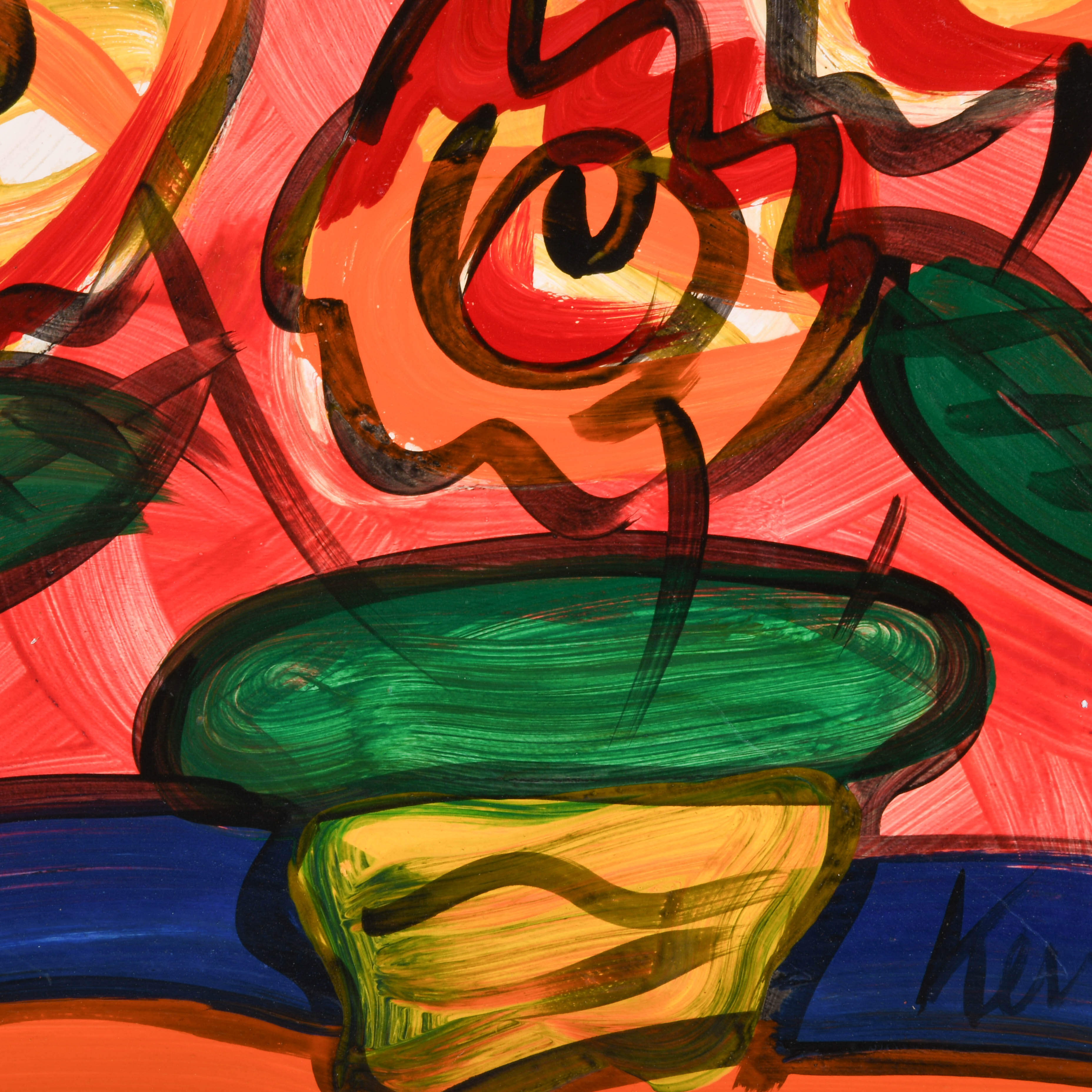 Peter Keil "Colorful Conversation in a Vase" Mix Media on Masonite-3