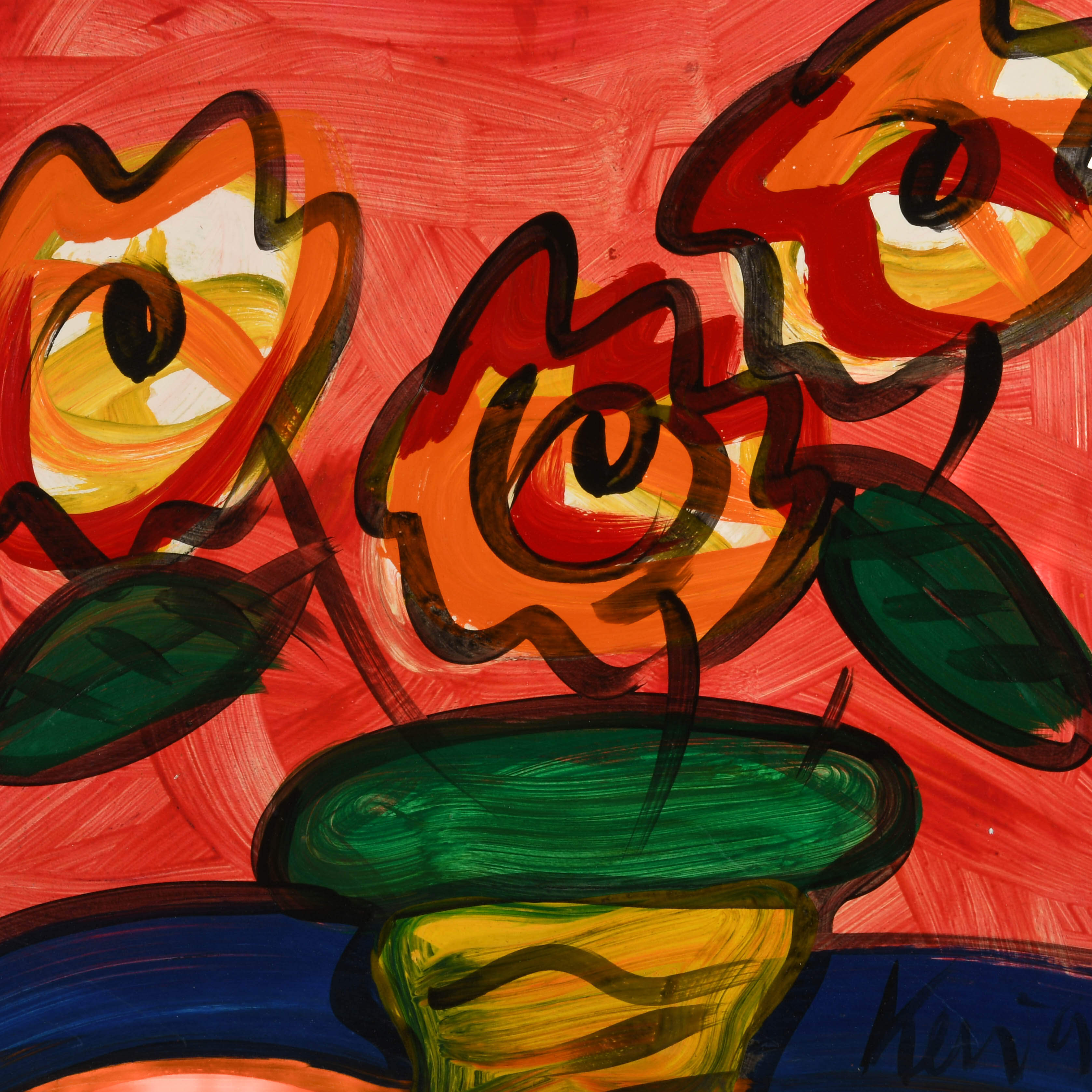 Peter Keil "Colorful Conversation in a Vase" Mix Media on Masonite-2