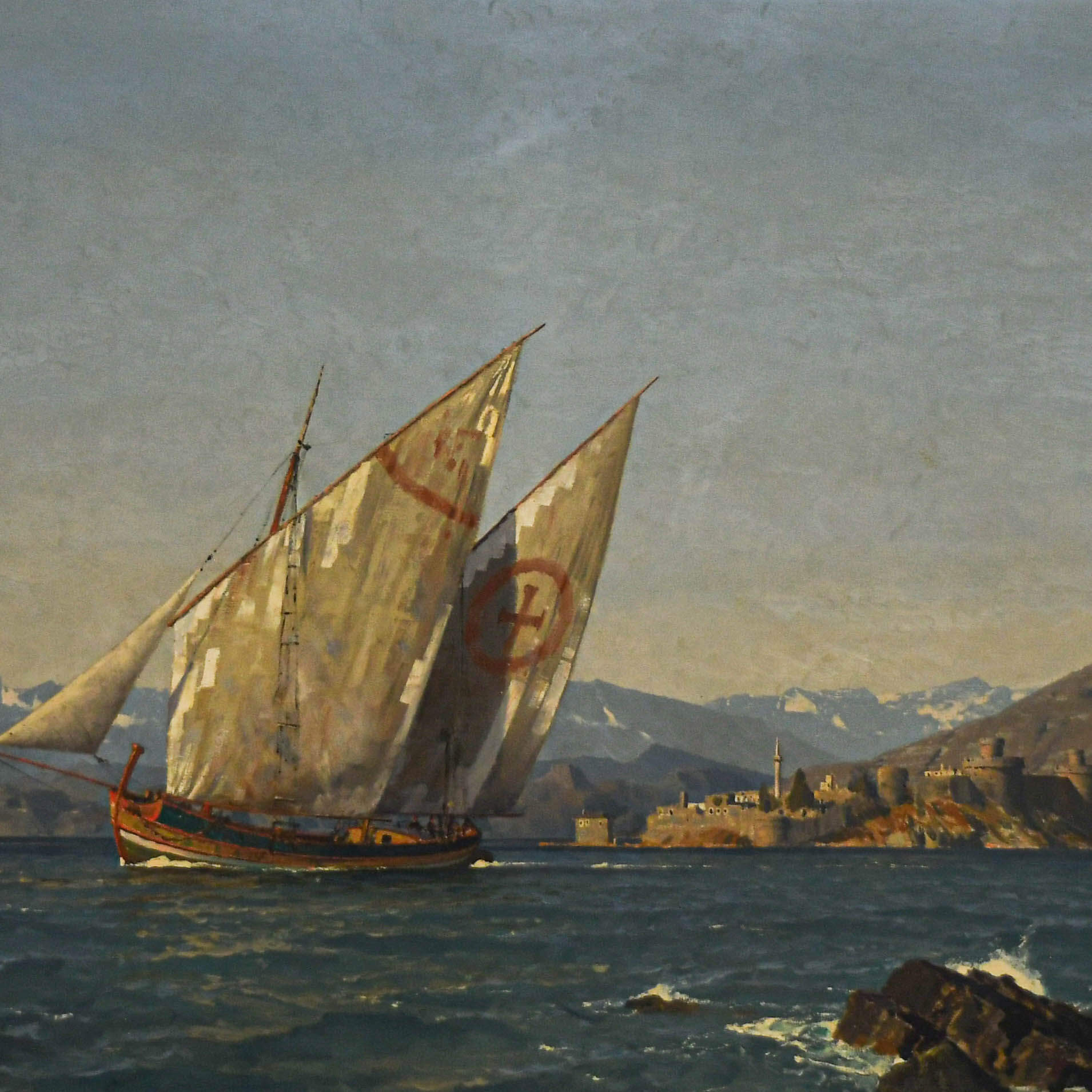 Signed Michael Zeno Diemer Oil on Canvas "On the Skutari Lake, Albania-2