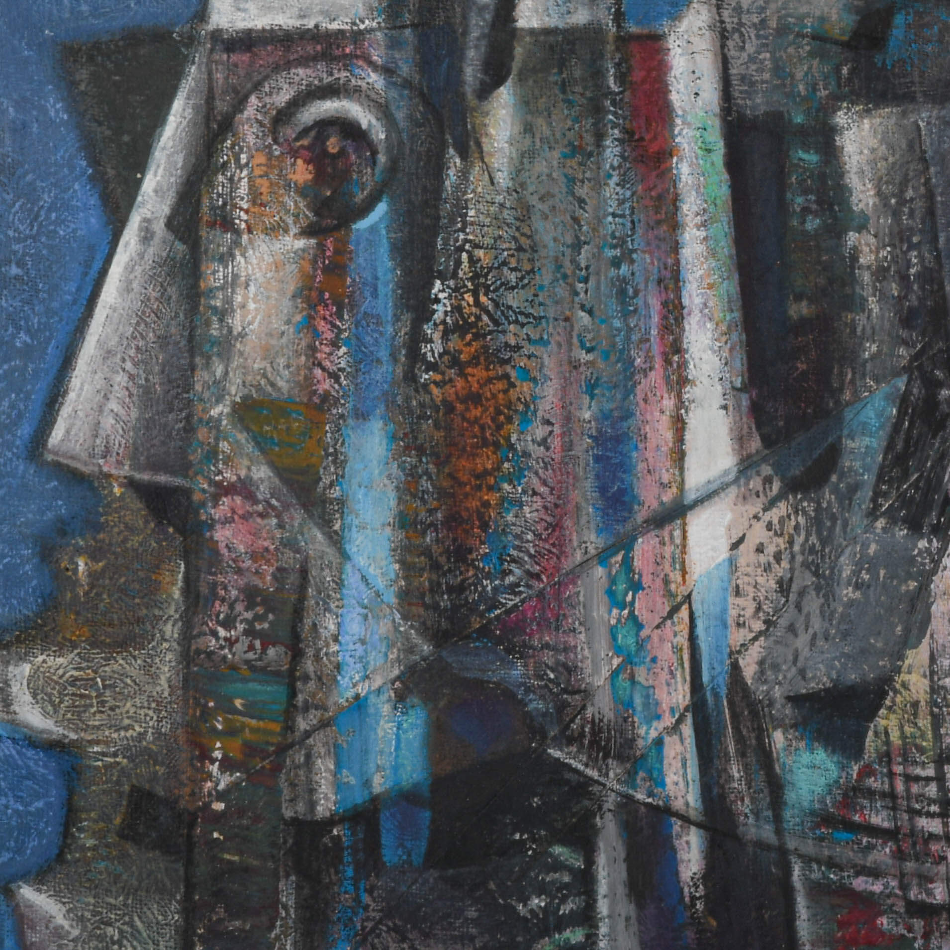 Framed Osvaldo Gutierrez "Untitled Face" Mixed Media on Canvas-3
