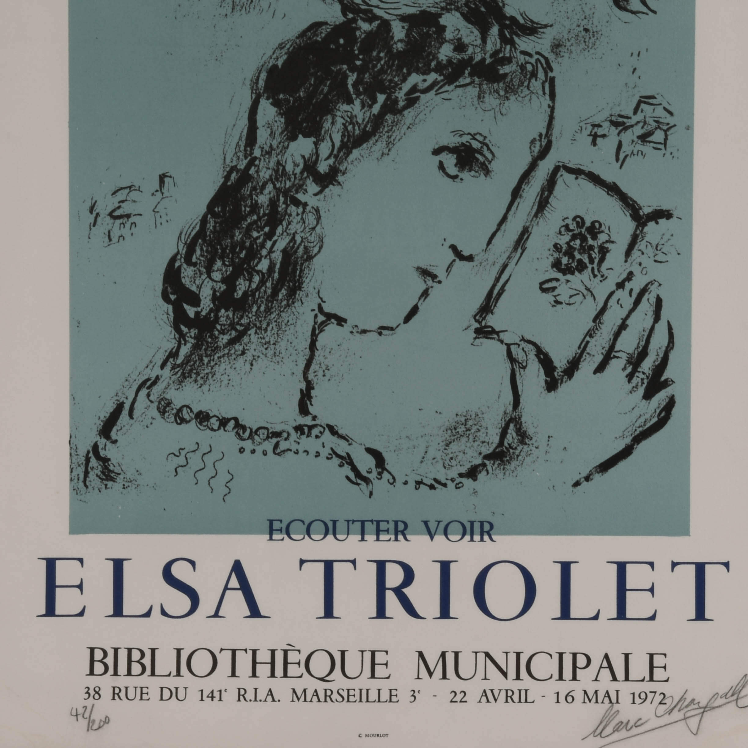 Framed Signed "Hommage à Elsa Triolet" Lithograph by Marc Chagall-4