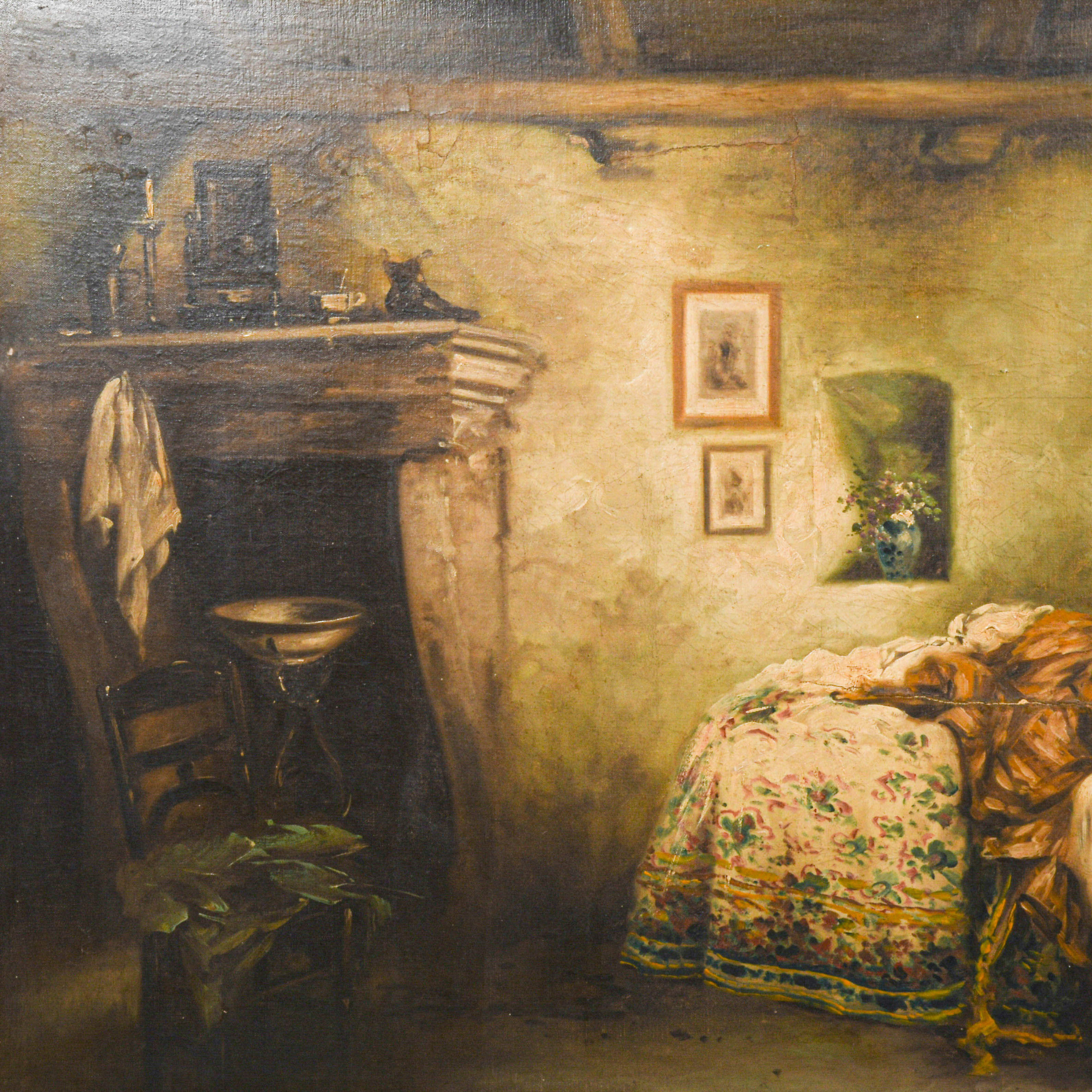 Antique Framed Signed "Sadness" After Gerolamo Induno-3