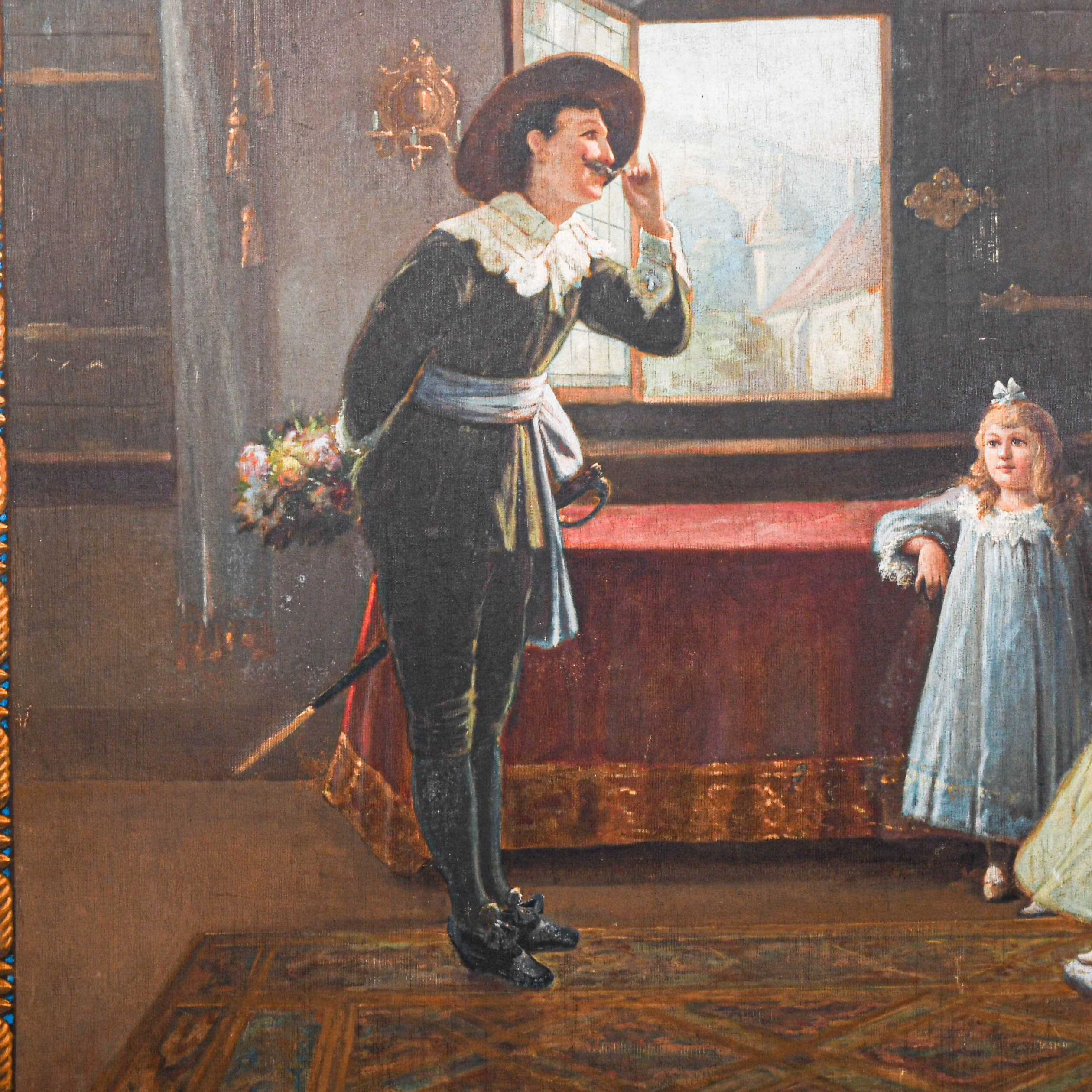 Large Partially Framed Signed V. Campini Painting-4