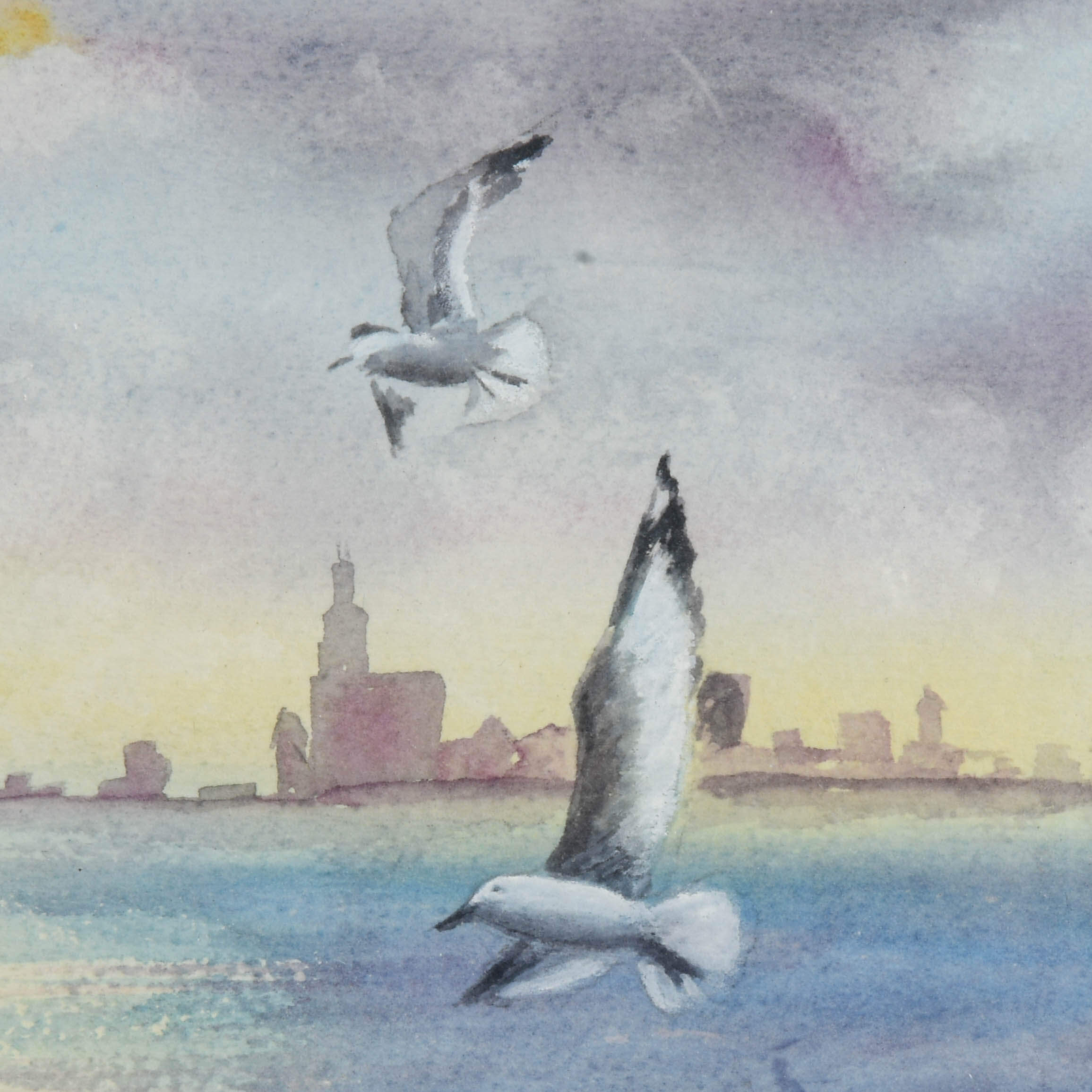 Framed Gouache and Watercolor Seascape by Henry Herrick-3