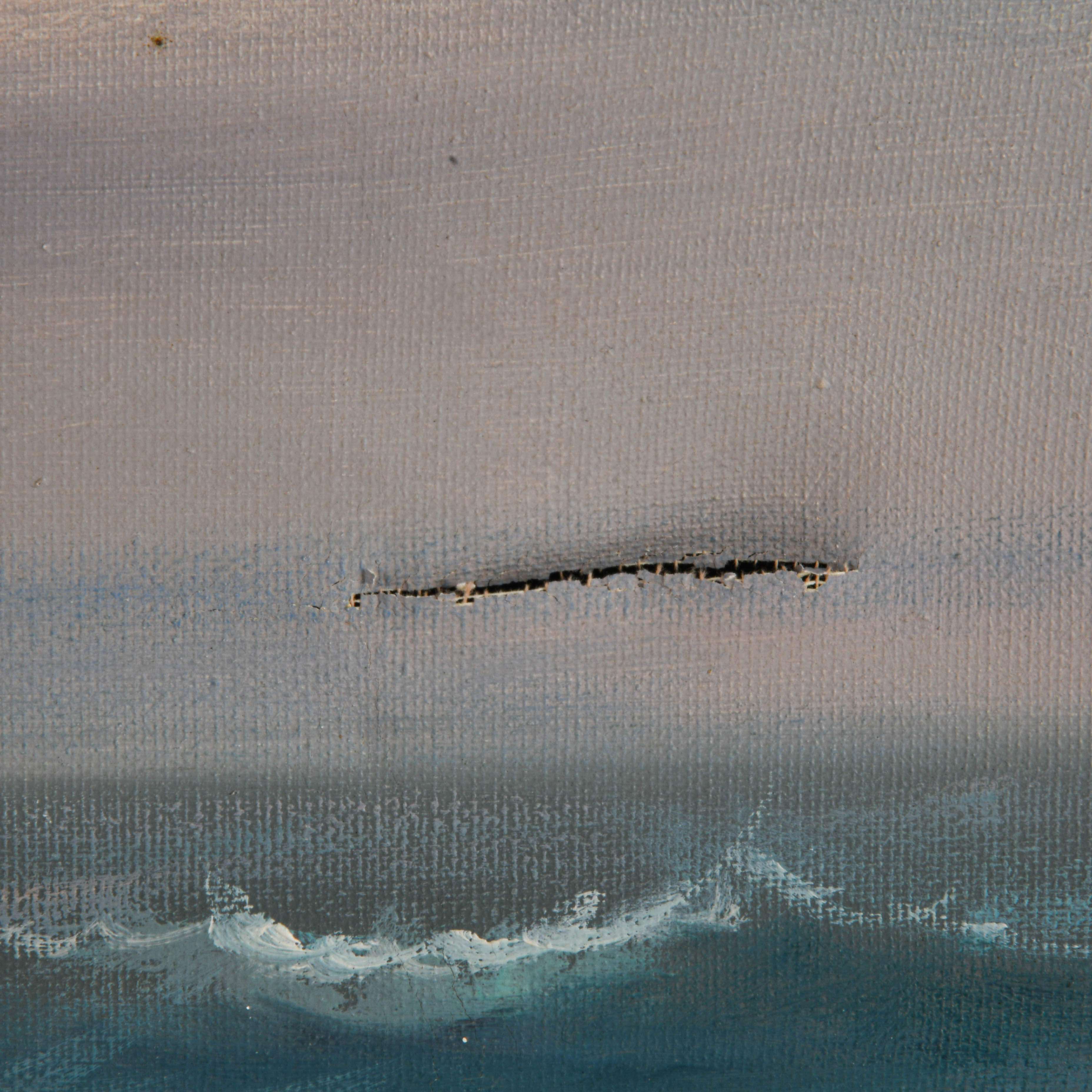 Framed Signed Rocky Coastline Oil on Canvas-5