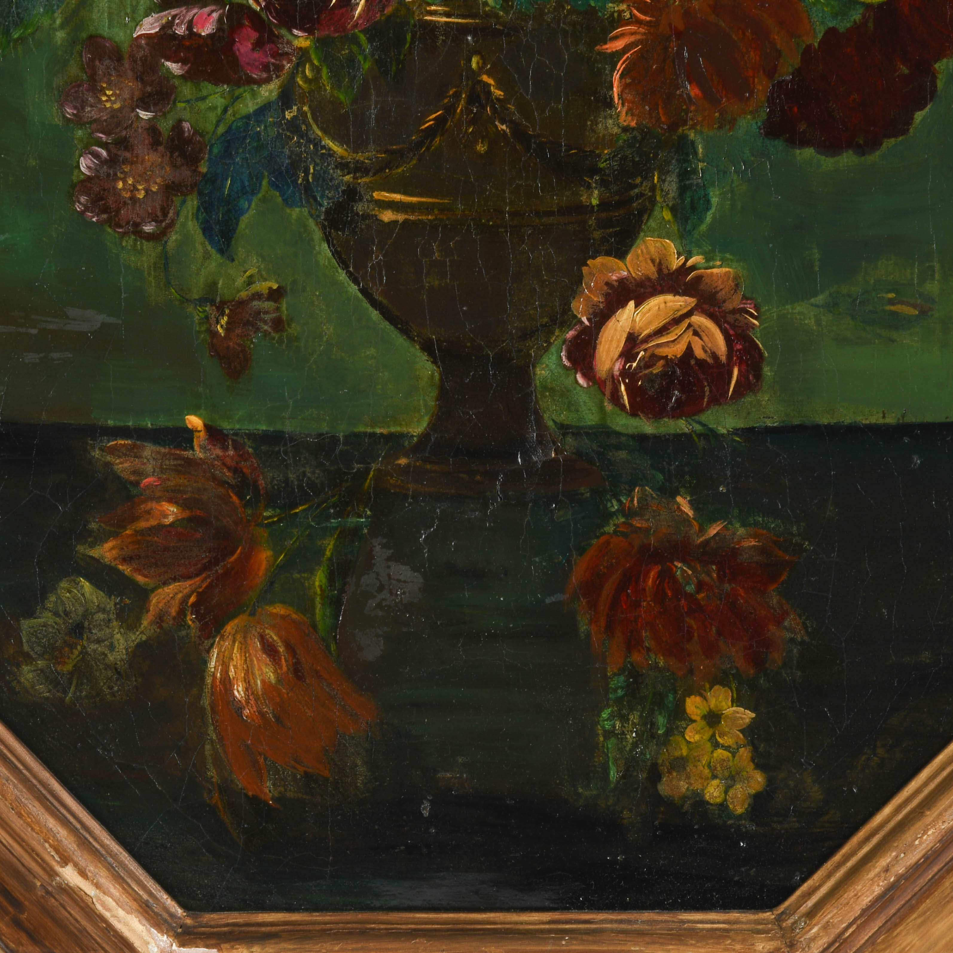 Framed Antique Floral Arrangement Oil on Canvas-3