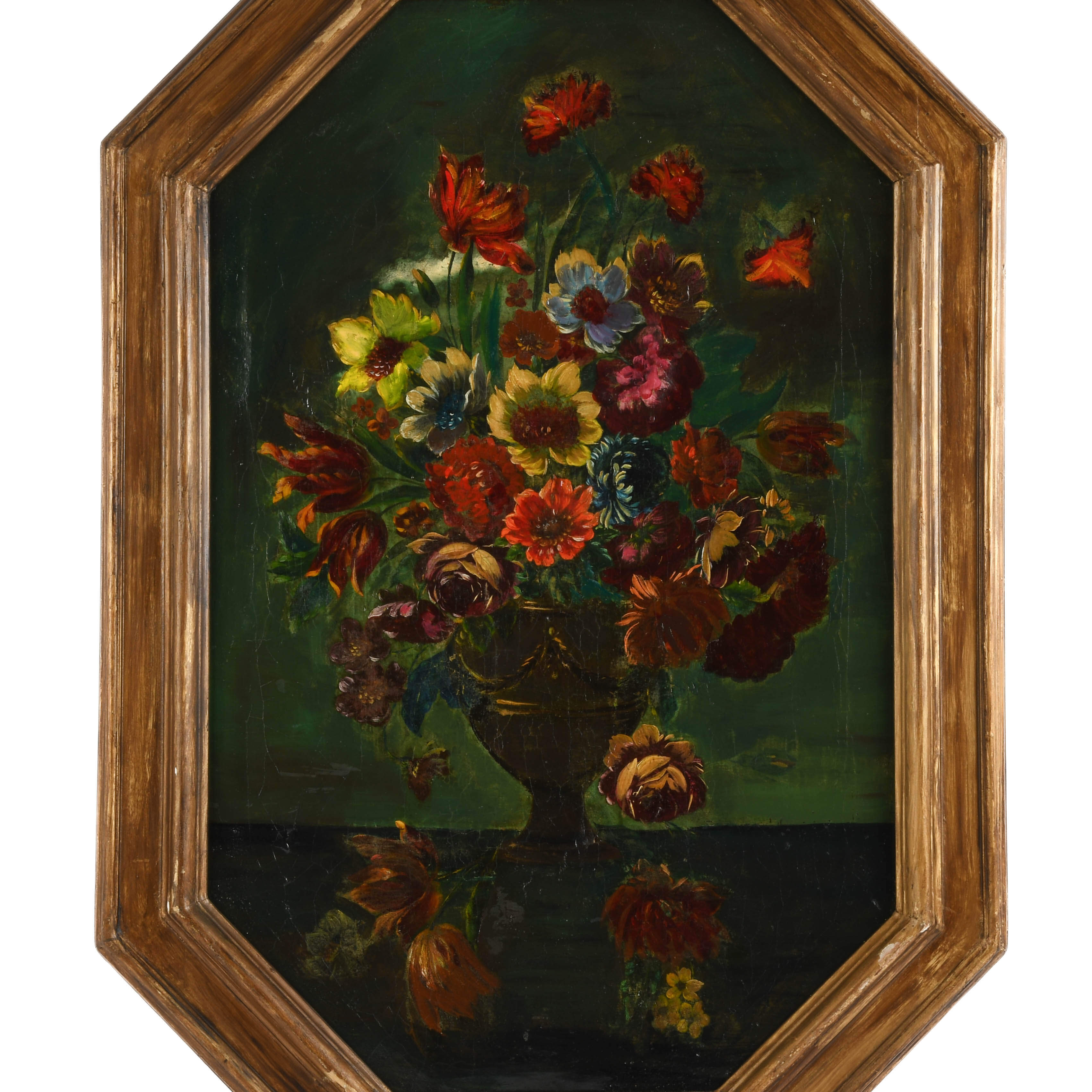 Framed Antique Floral Arrangement Oil on Canvas-2