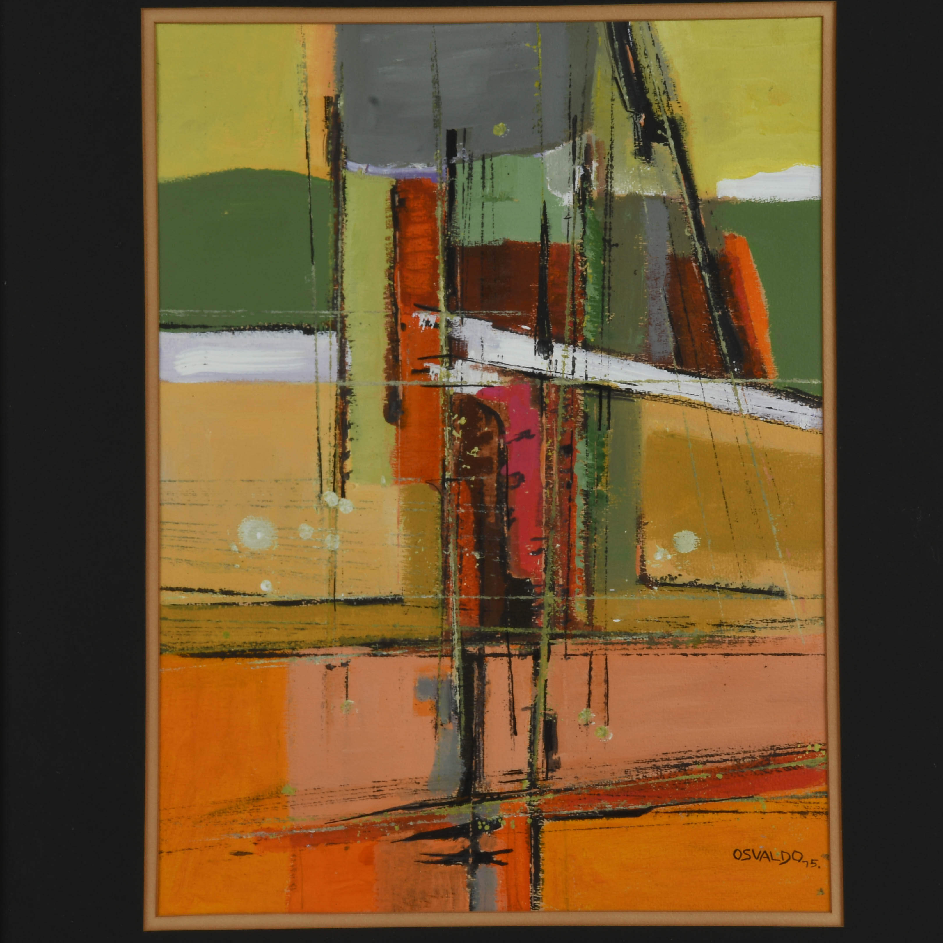 Framed Signed Osvaldo Gutierrez Untitled Abstract Oil Painting-2