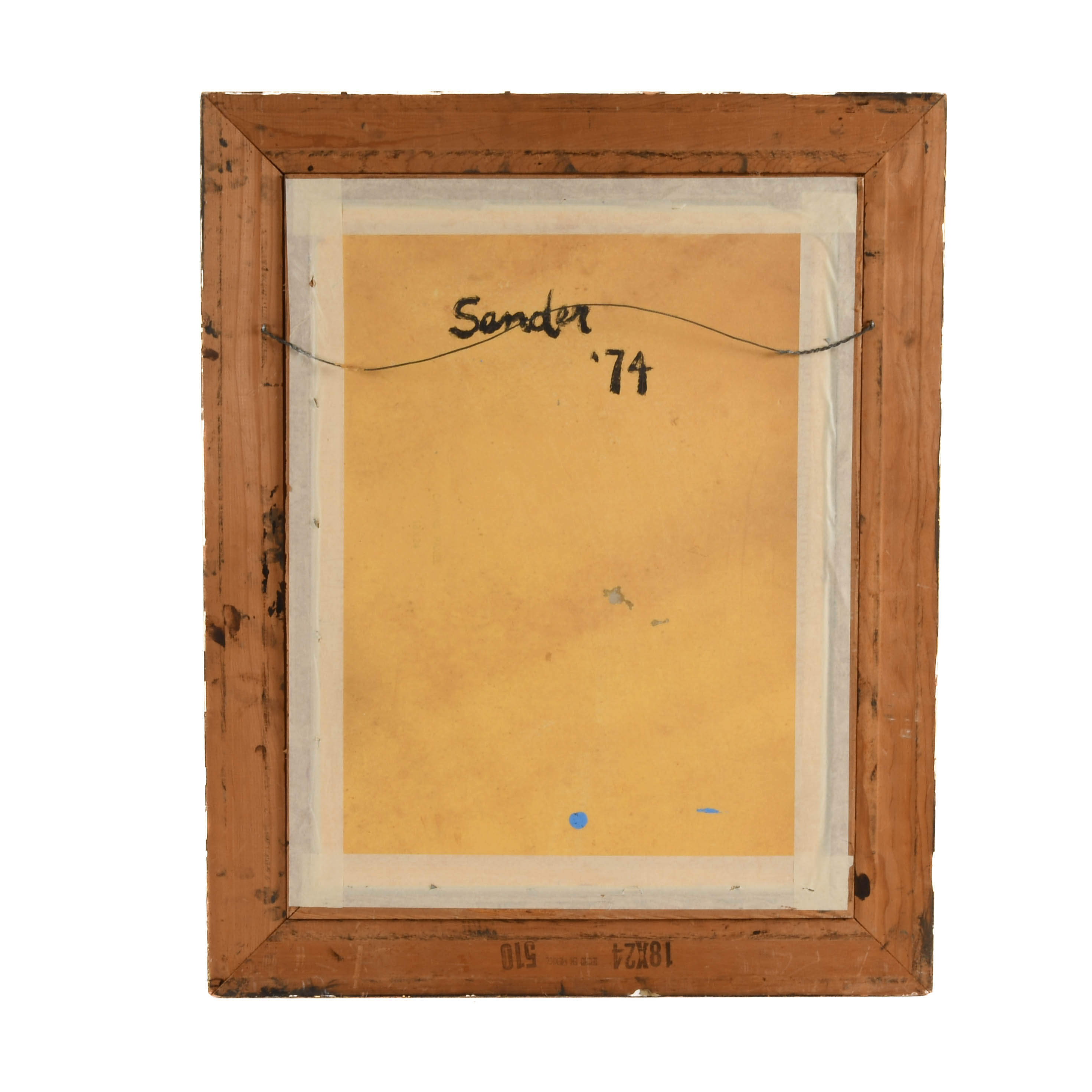 Framed Signed Untitled 1974 Geometric Painting Attributed to Ludwig Sander-7