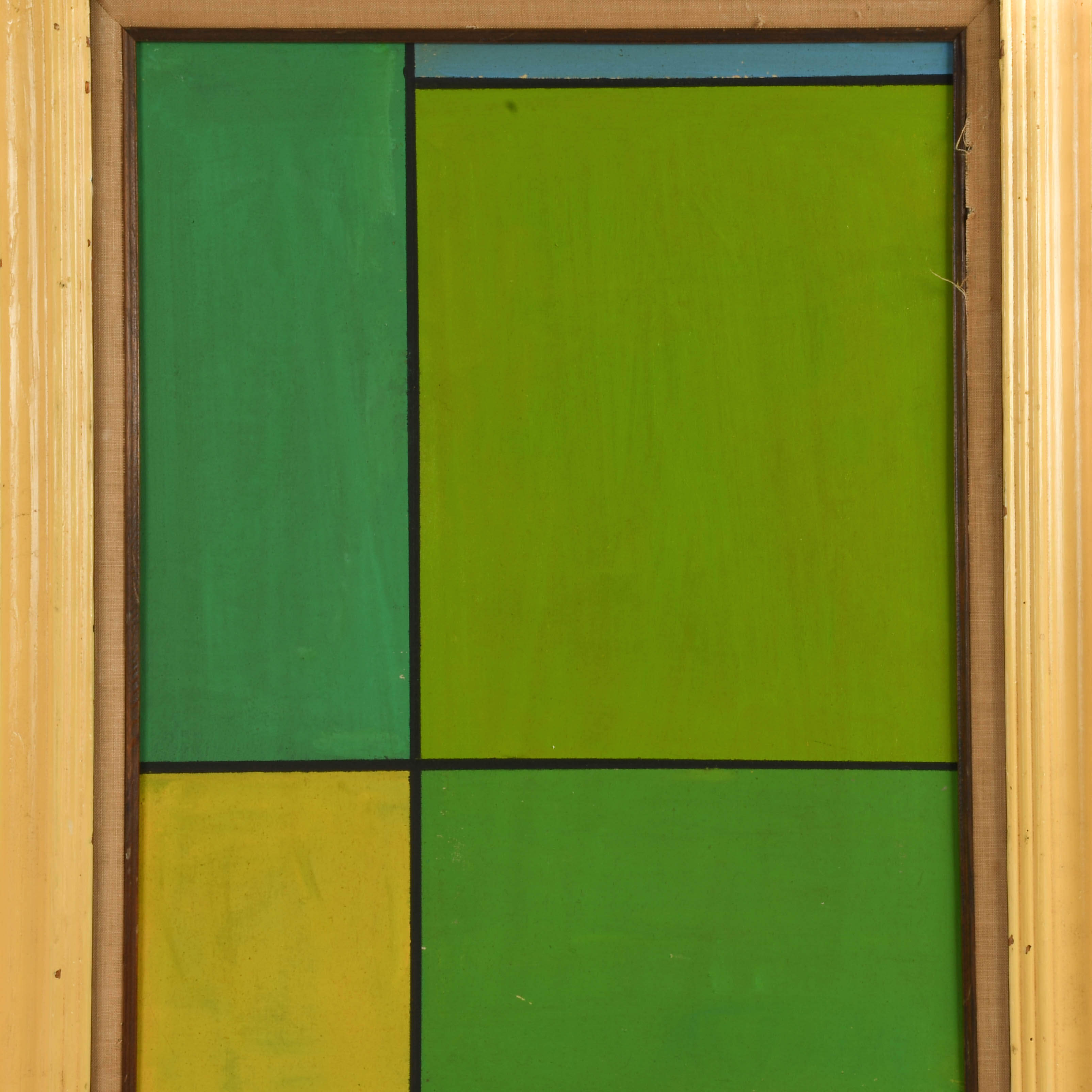 Framed Signed Untitled 1974 Geometric Painting Attributed to Ludwig Sander-2