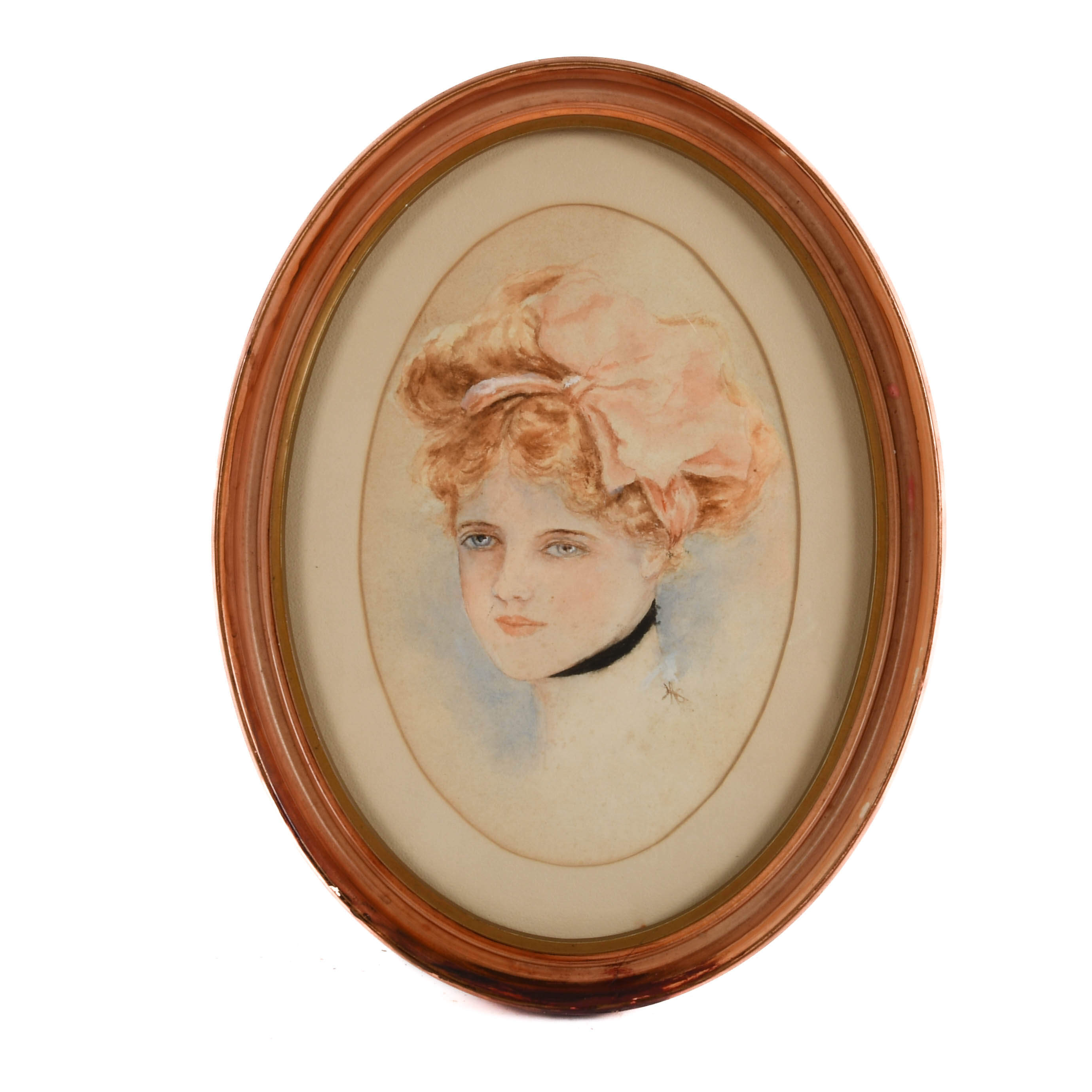 Oval Framed Watercolor Portrait-1