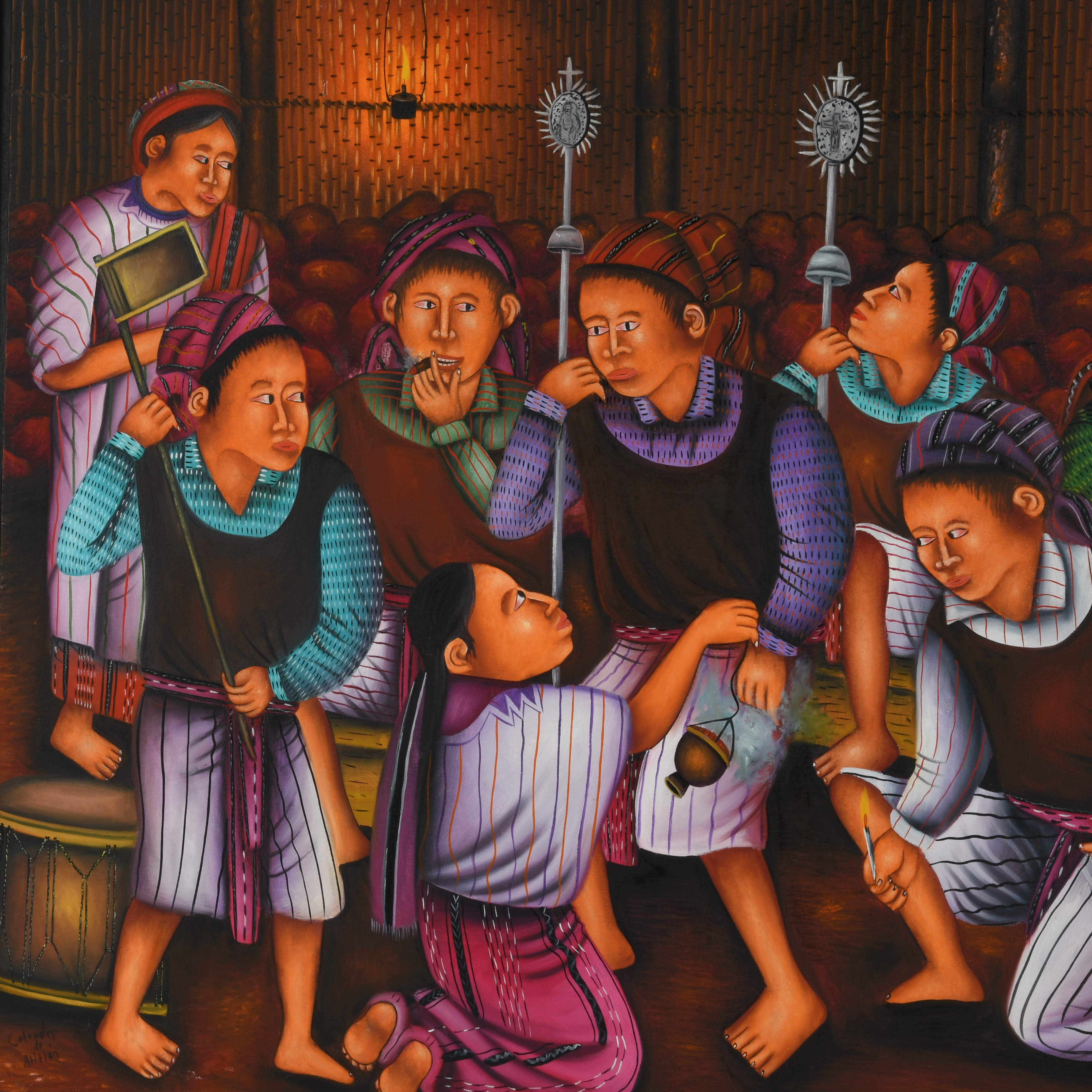 Framed Signed Pascual Pur Gonzalez Guatemalan Mayan Artwork-3