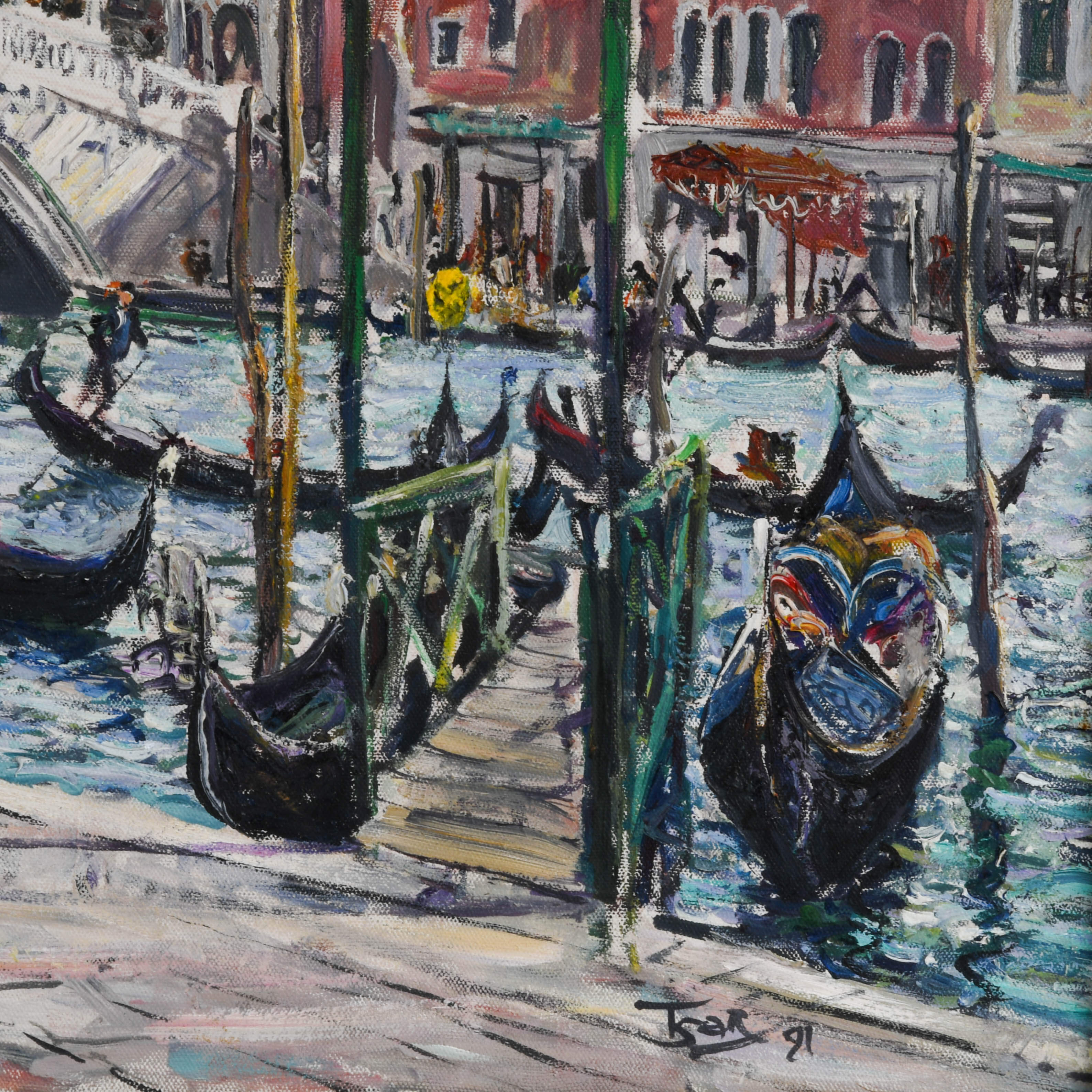 Framed Signed Valery Tsarikosky "Untitled Venice" Oil on Canvas-4