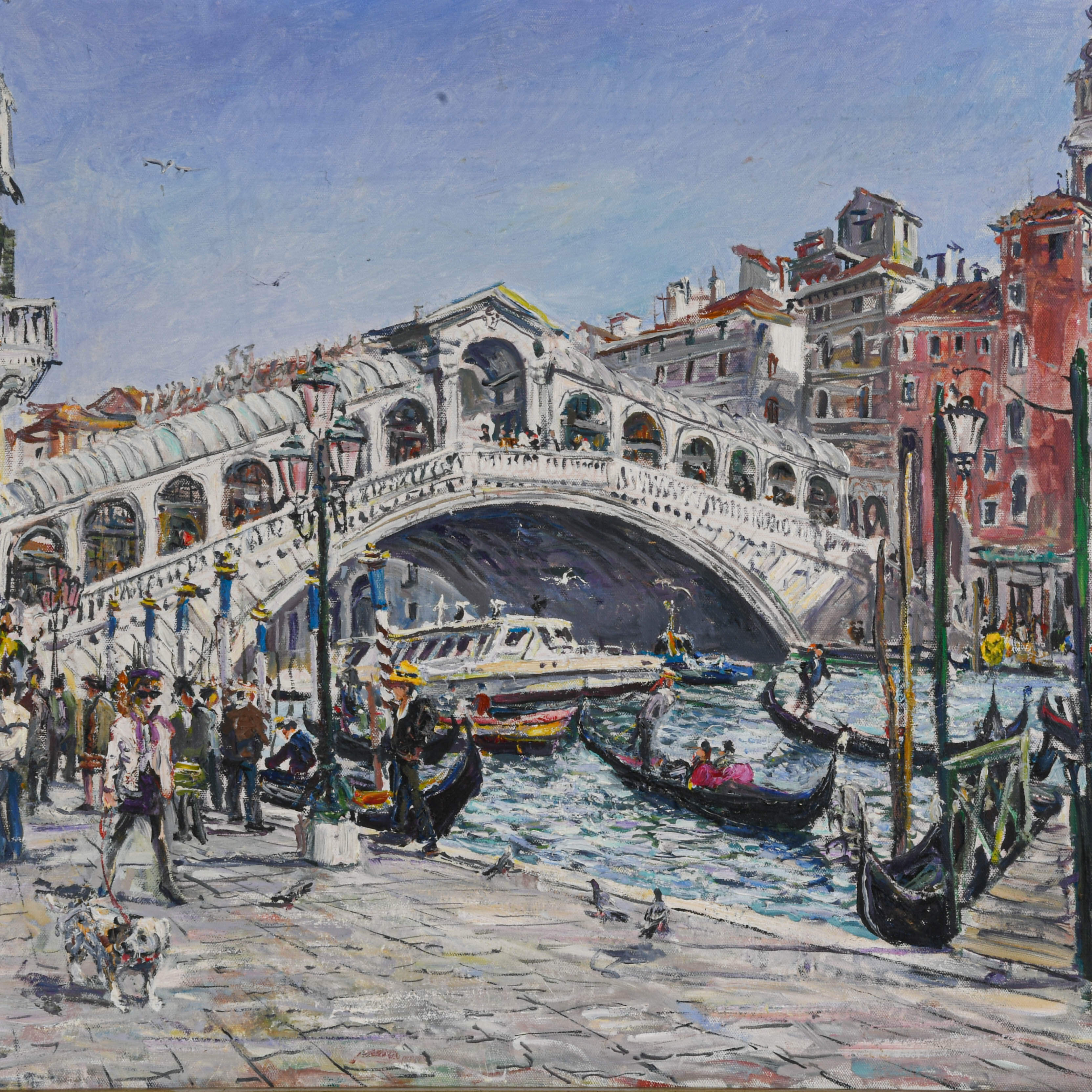 Framed Signed Valery Tsarikosky "Untitled Venice" Oil on Canvas-2