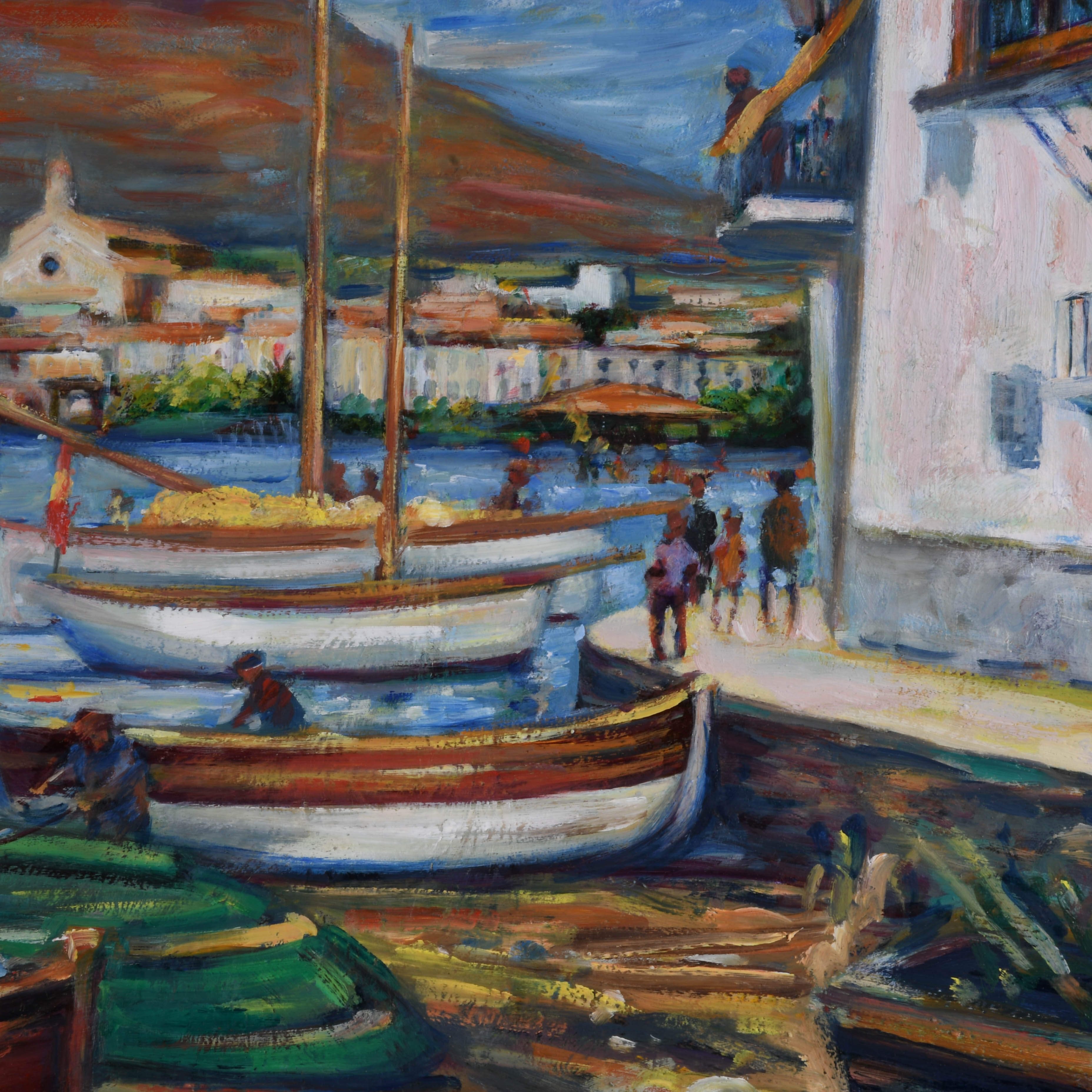 Framed Signed Phillip Corley "Summer Girt Dorada Spain" Oil on Board-4