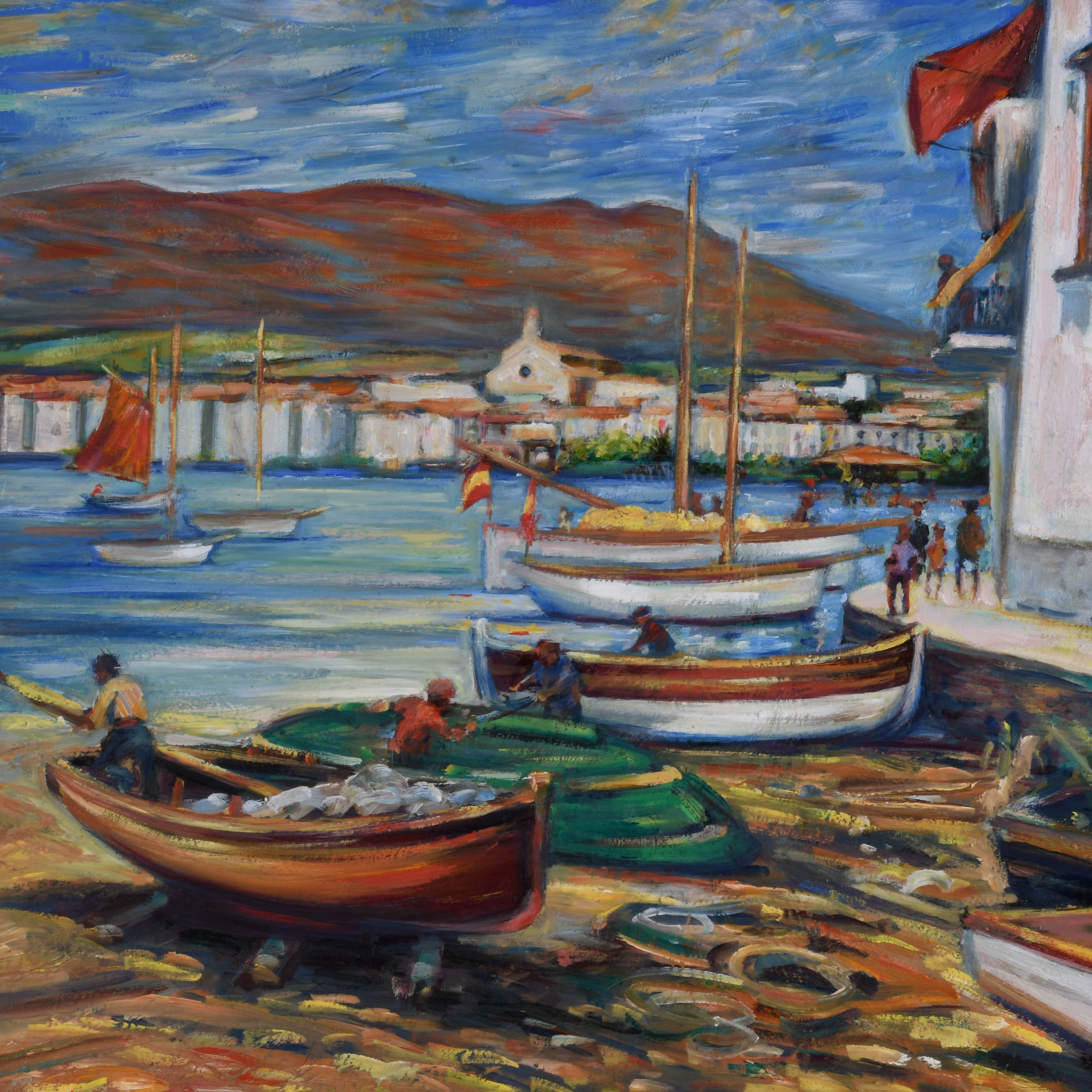 Framed Signed Phillip Corley "Summer Girt Dorada Spain" Oil on Board-2