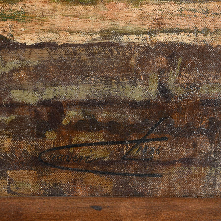 Antique Framed Twilight on the Seine Oil on Canvas by Luigi Craveri-5