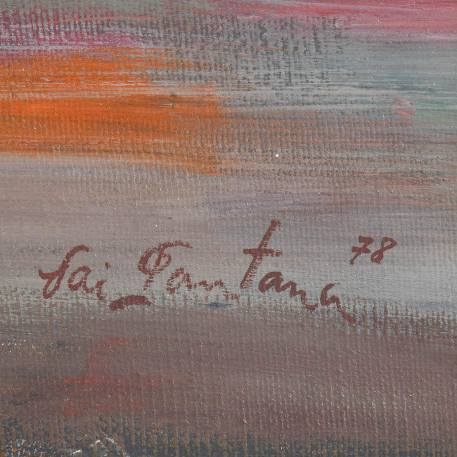 Framed Signed Lai Fontaine Steel Giants and Still Waters Oil on Canvas-5