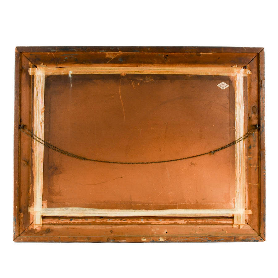 Antique Framed Signed E. Venni Wine, Bread, and Brotherhood Oil on Canvas-6