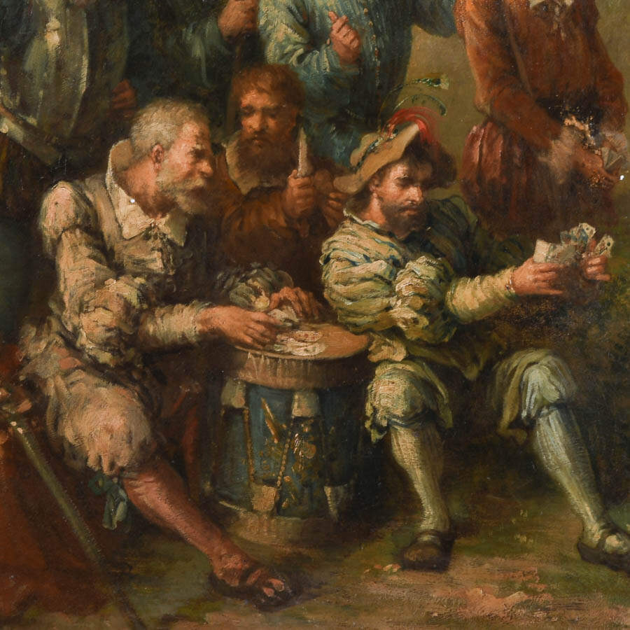 Antique Framed Signed Carlo Rossi Merriment in the Garden Oil on Canvas-3