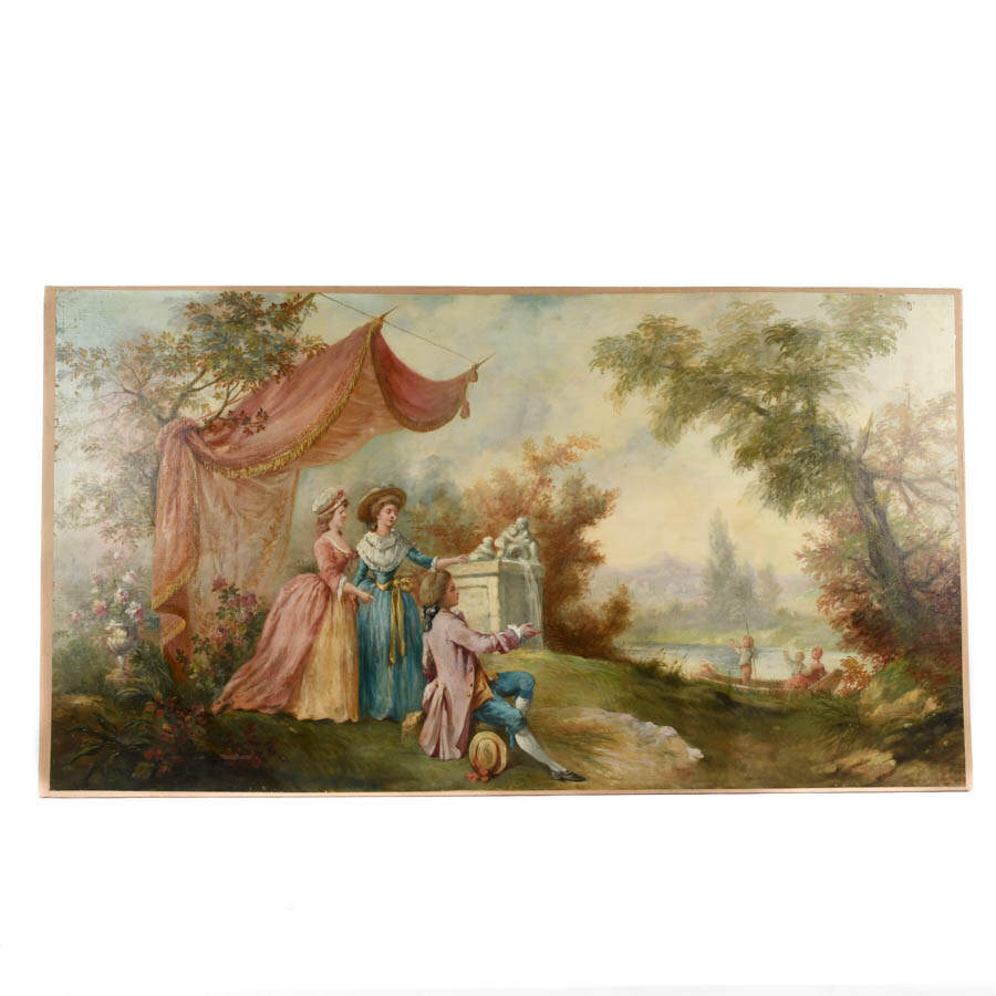 Antique The Garden of Gallantry In the Manner of Jean-Baptiste Joseph Pater-1
