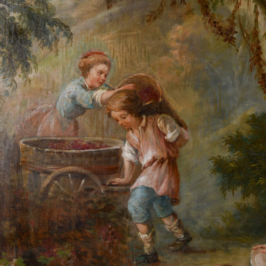 Antique Pastoral Reverie In the Manner of Jean-Baptiste Joseph Pater Oil-3